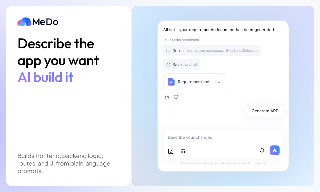 MeDo by Baidu screenshot 2