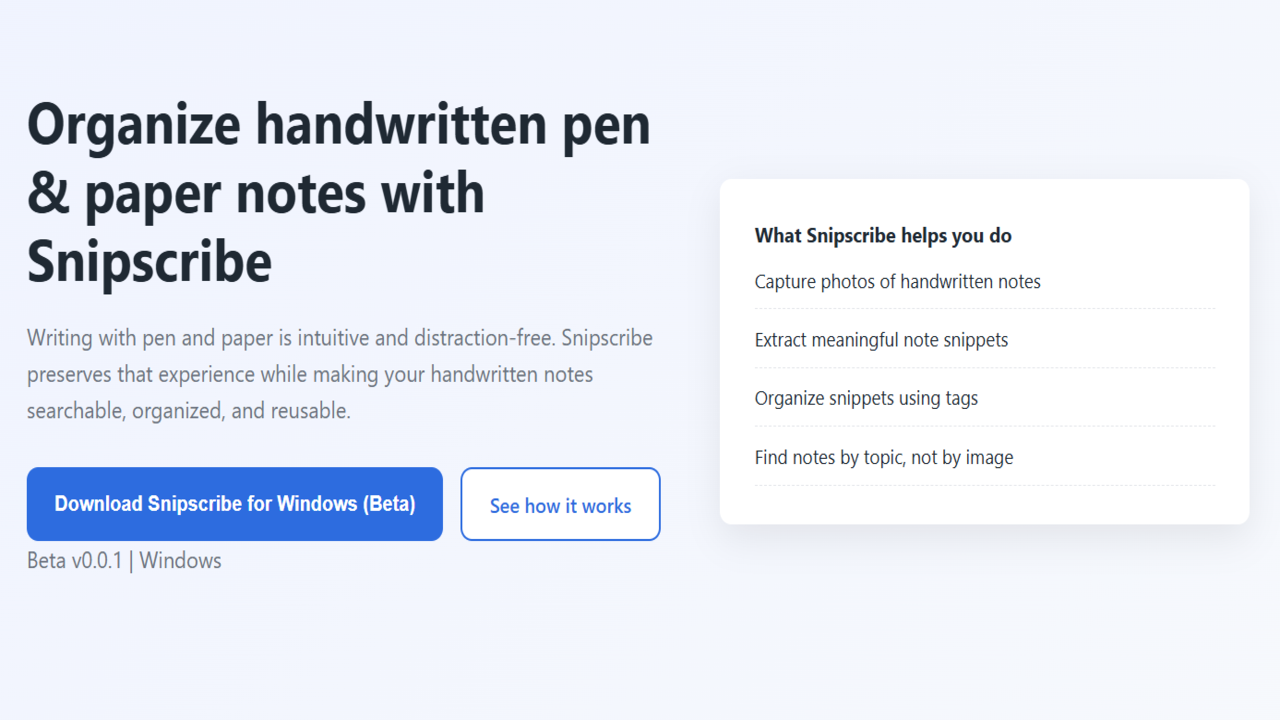 Snipscribe screenshot 1