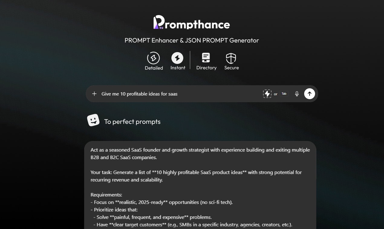 Prompthance screenshot 2