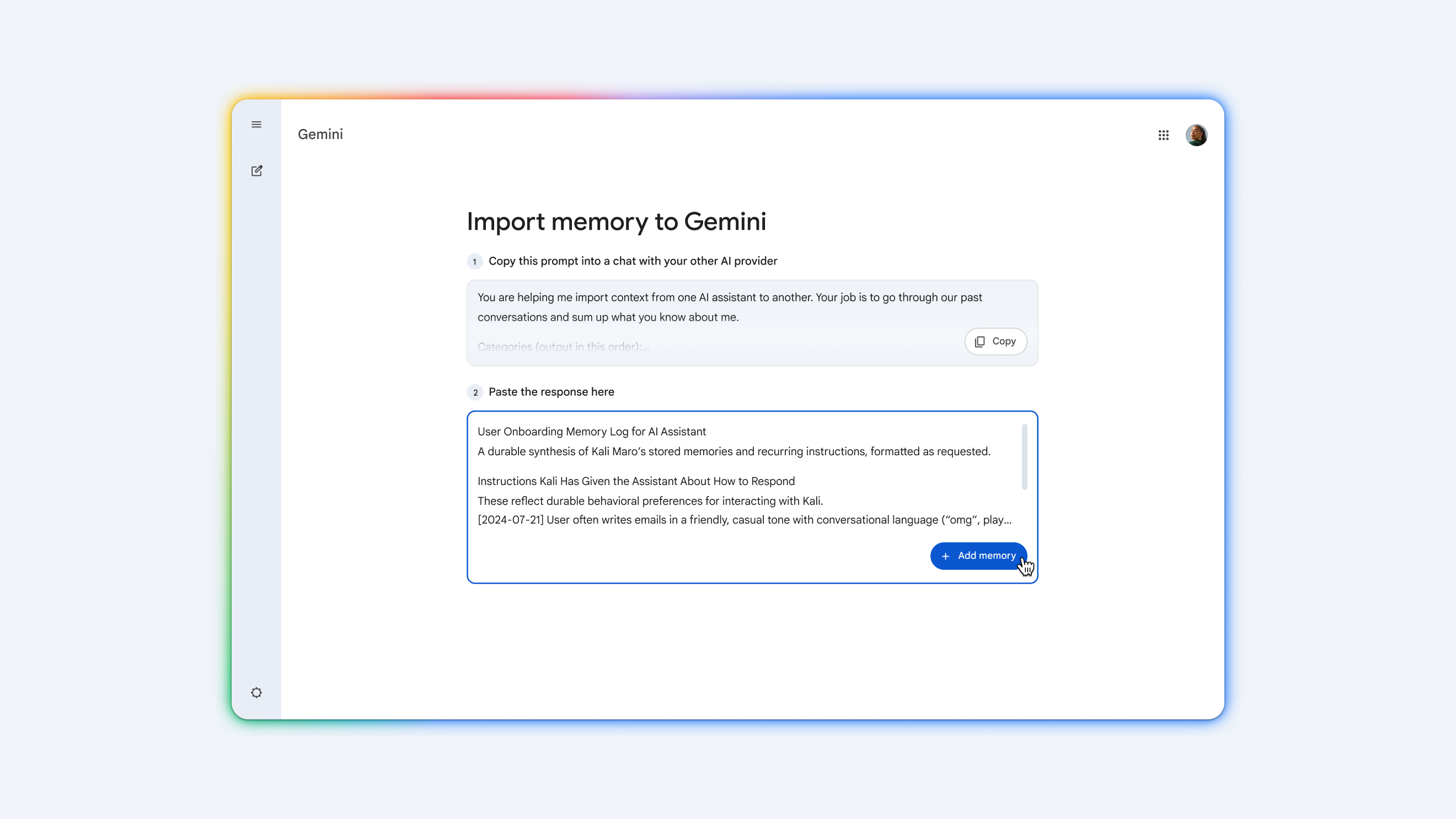 Google Gemini Memory Import screenshot 4