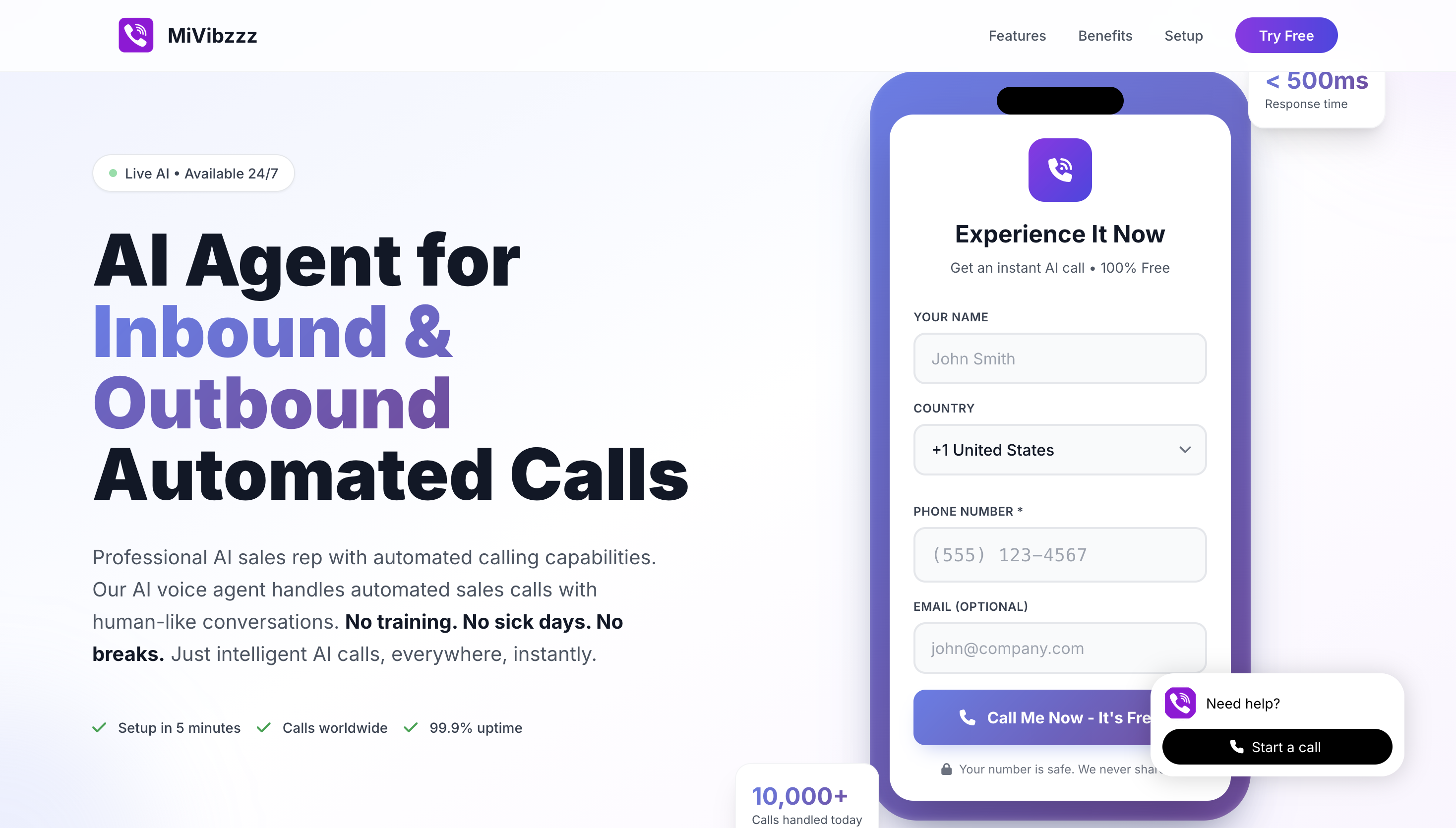 AI Voice Agent - Mivibzzz screenshot 2