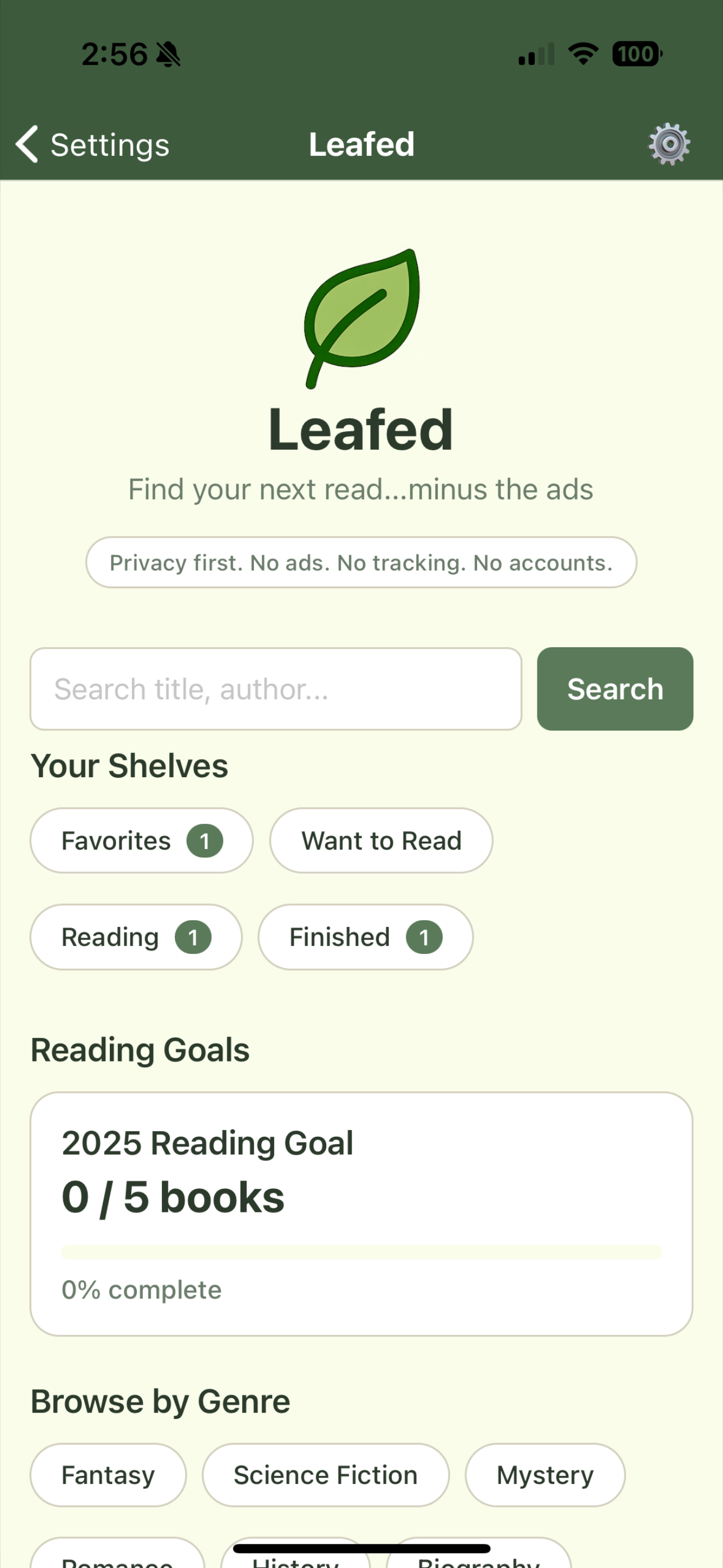 Leafed screenshot 1