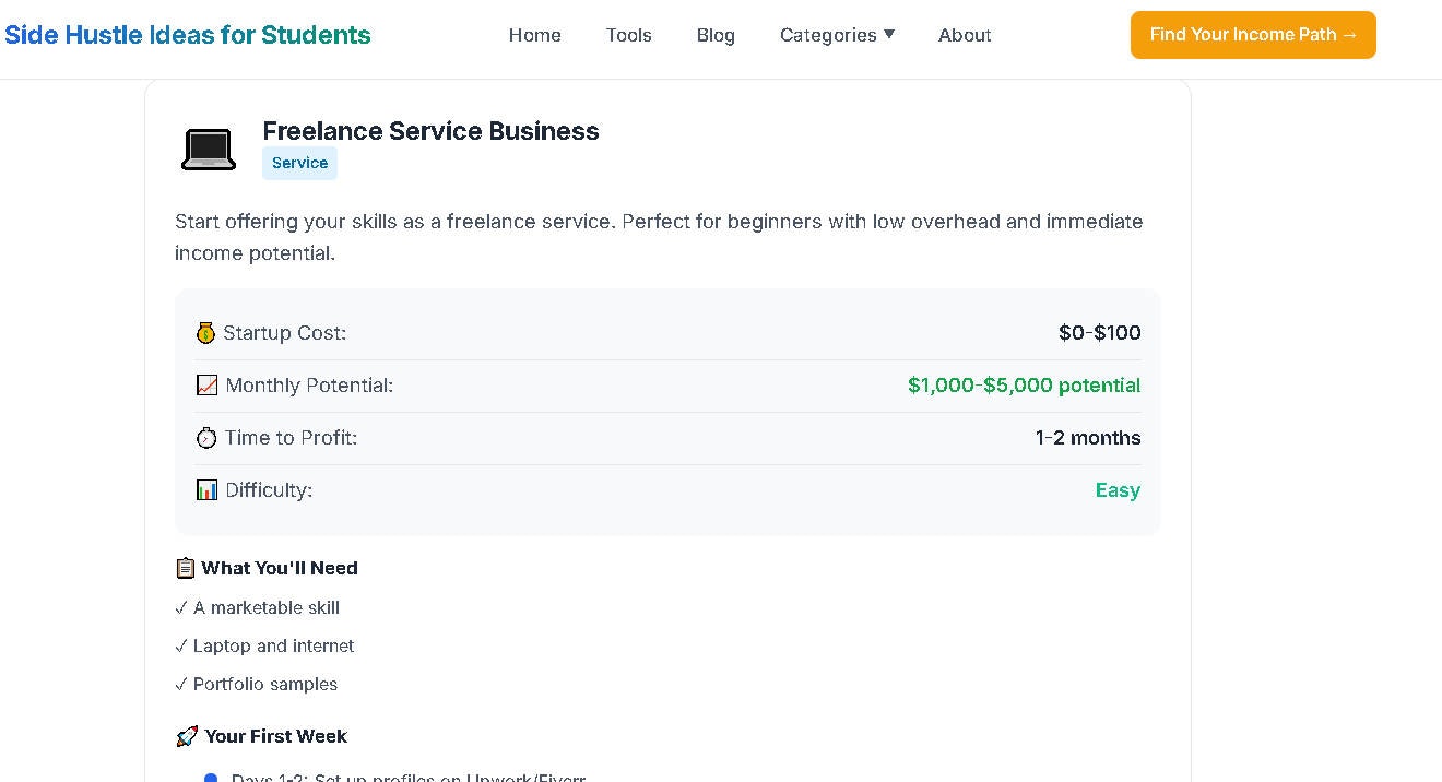 Side Hustle Ideas for Students screenshot 4