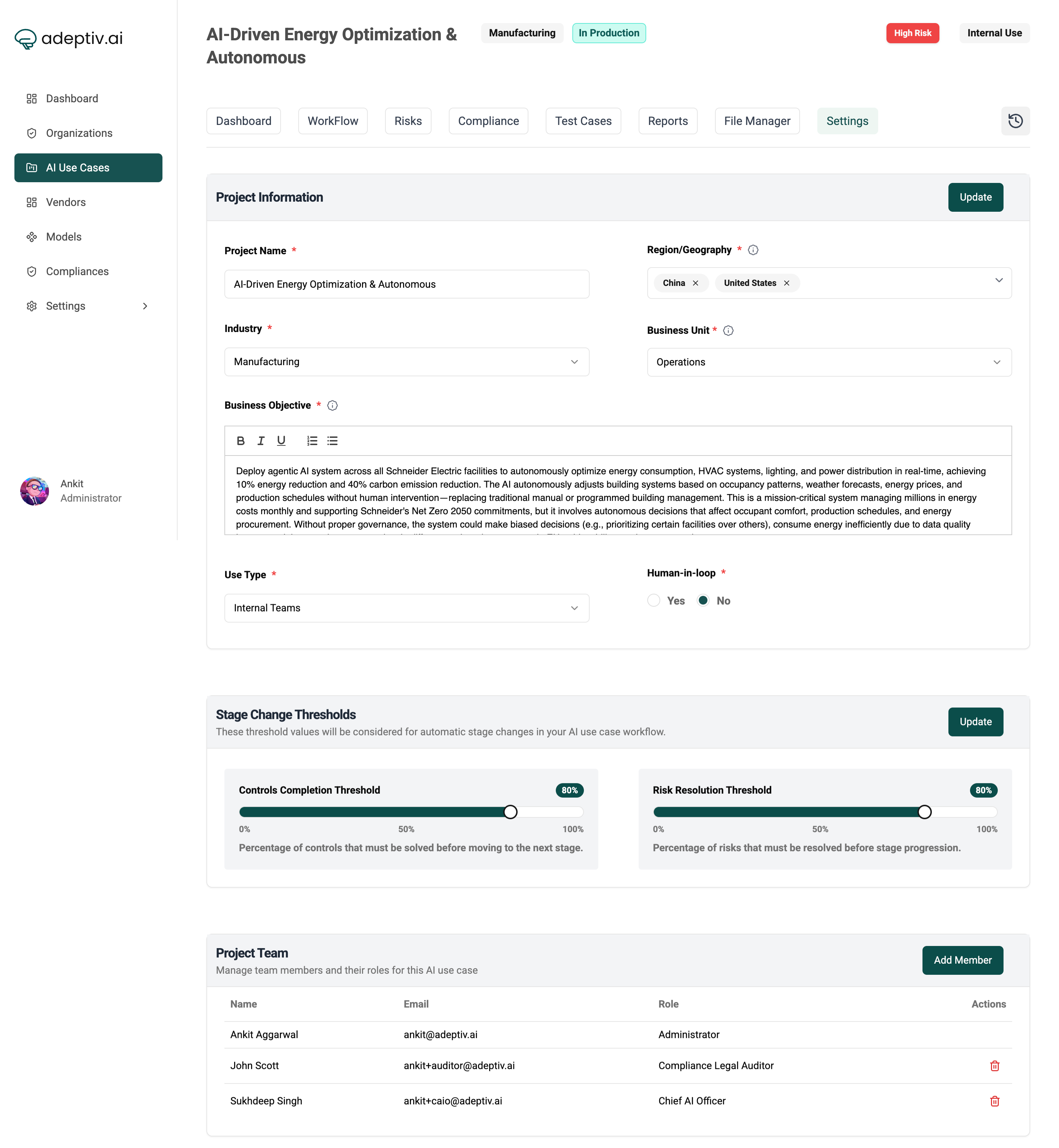 AI Governance Product screenshot 3