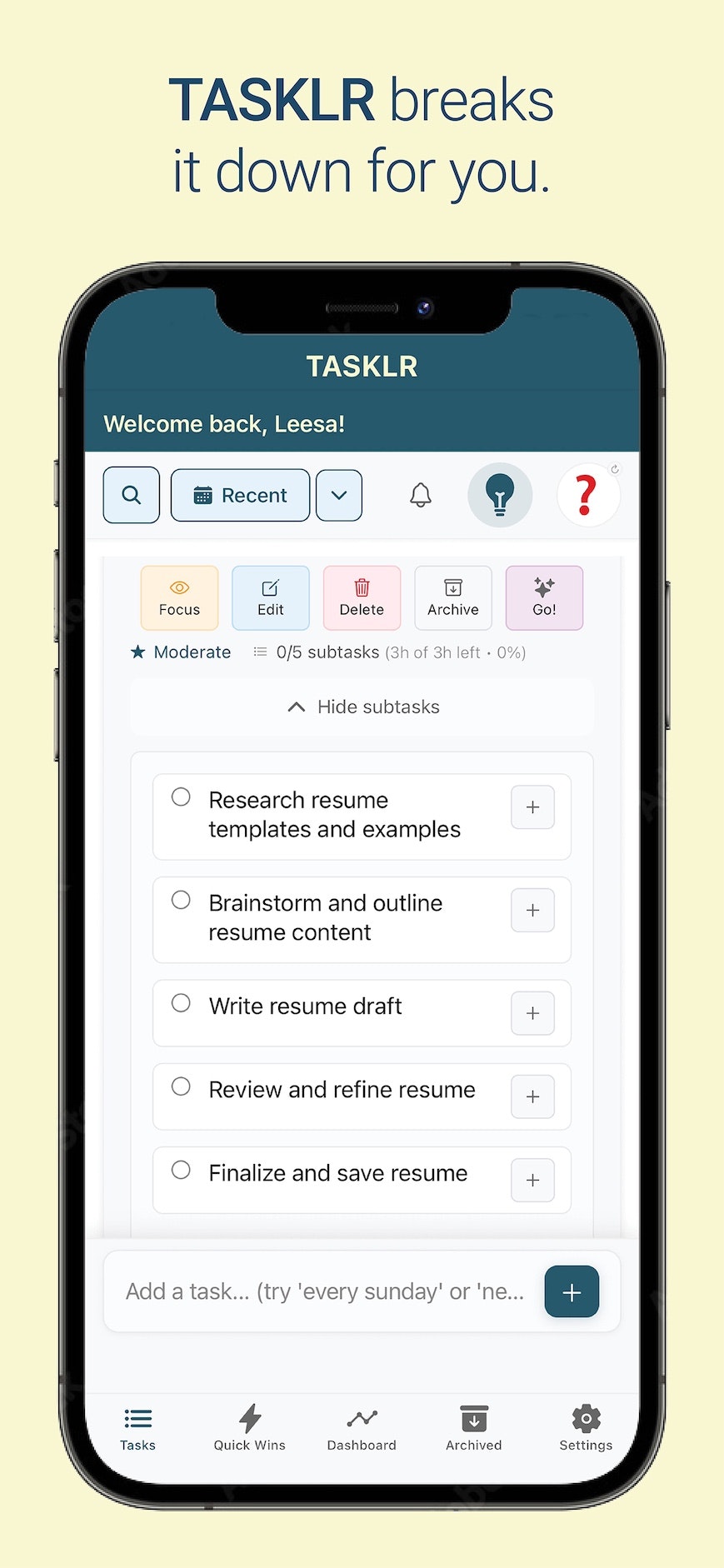 Tasklr screenshot 2