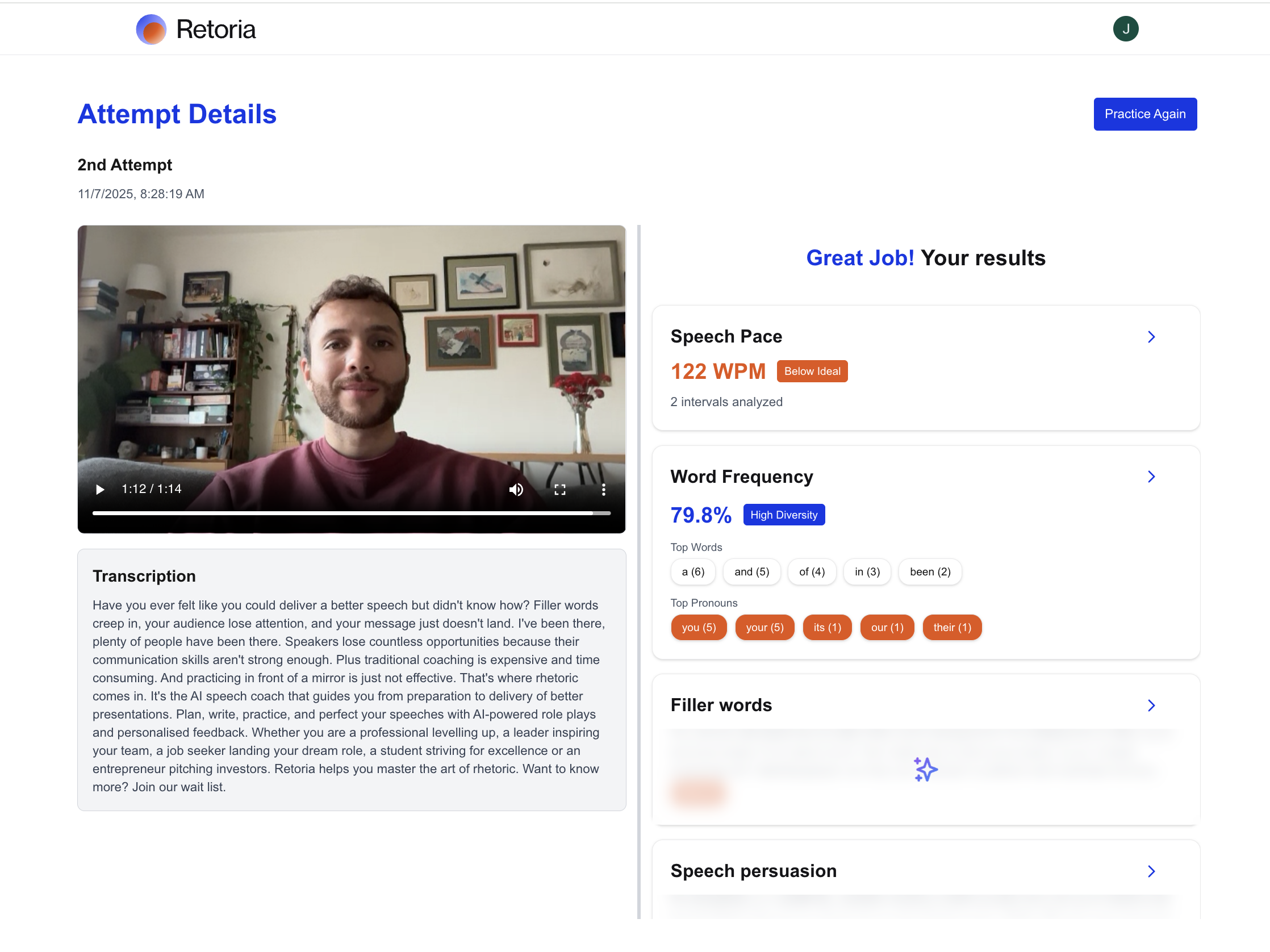 Retoria AI Speech Coach screenshot 2
