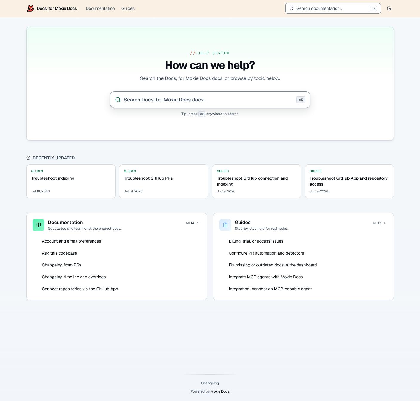 Moxie Docs: Knowledgebases screenshot 3