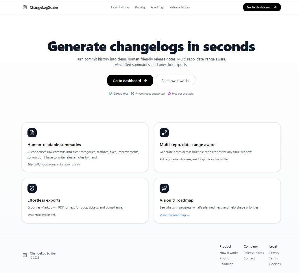 ChangeLogScribe screenshot 1