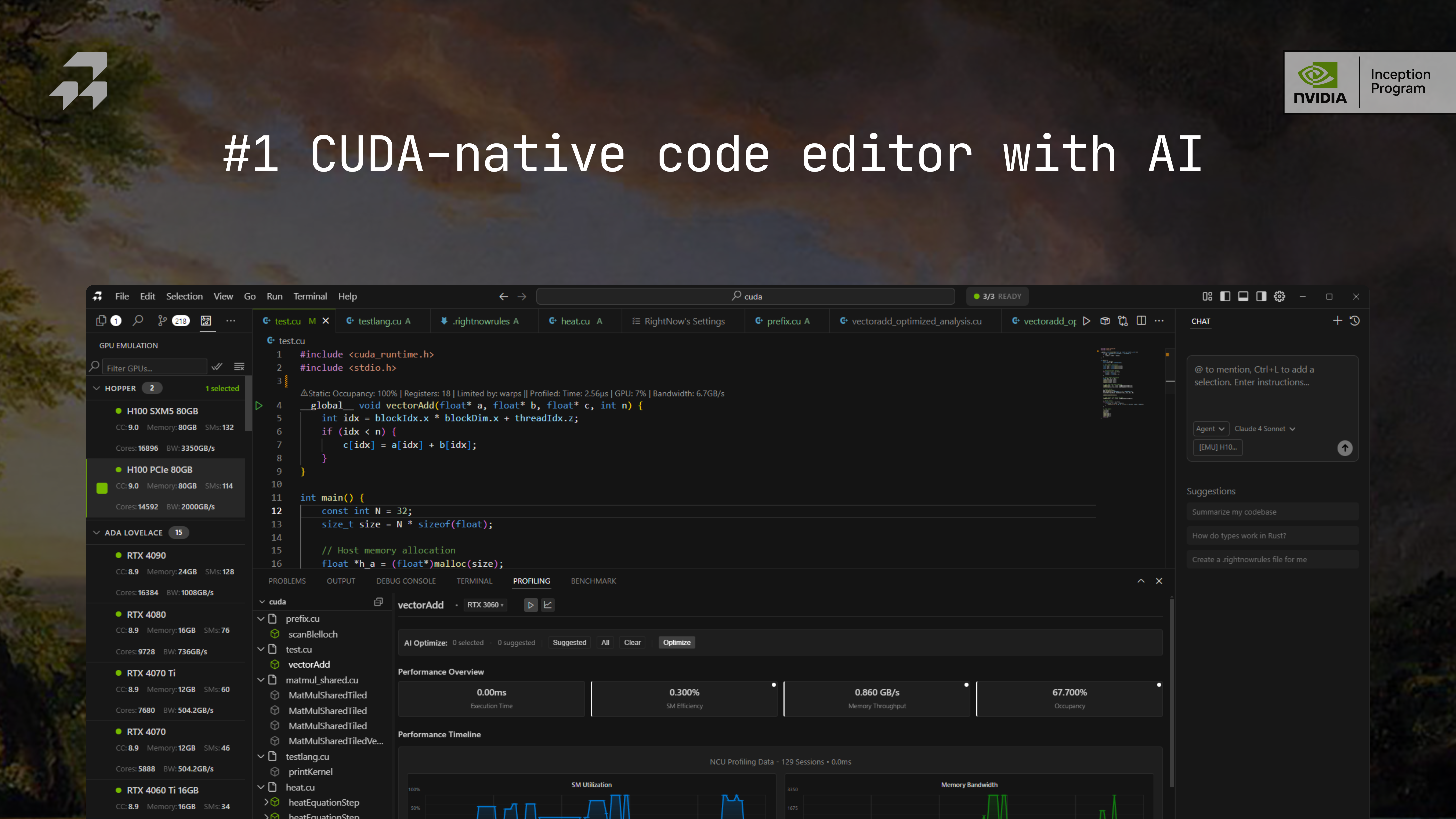 RightNow AI Code Editor screenshot 2