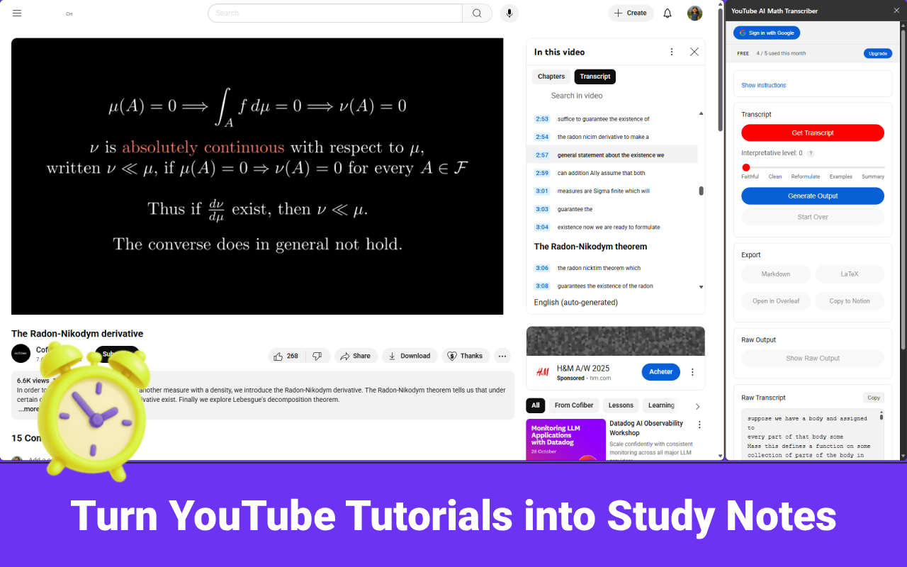 YouTube AI Math Transcriber screenshot 4