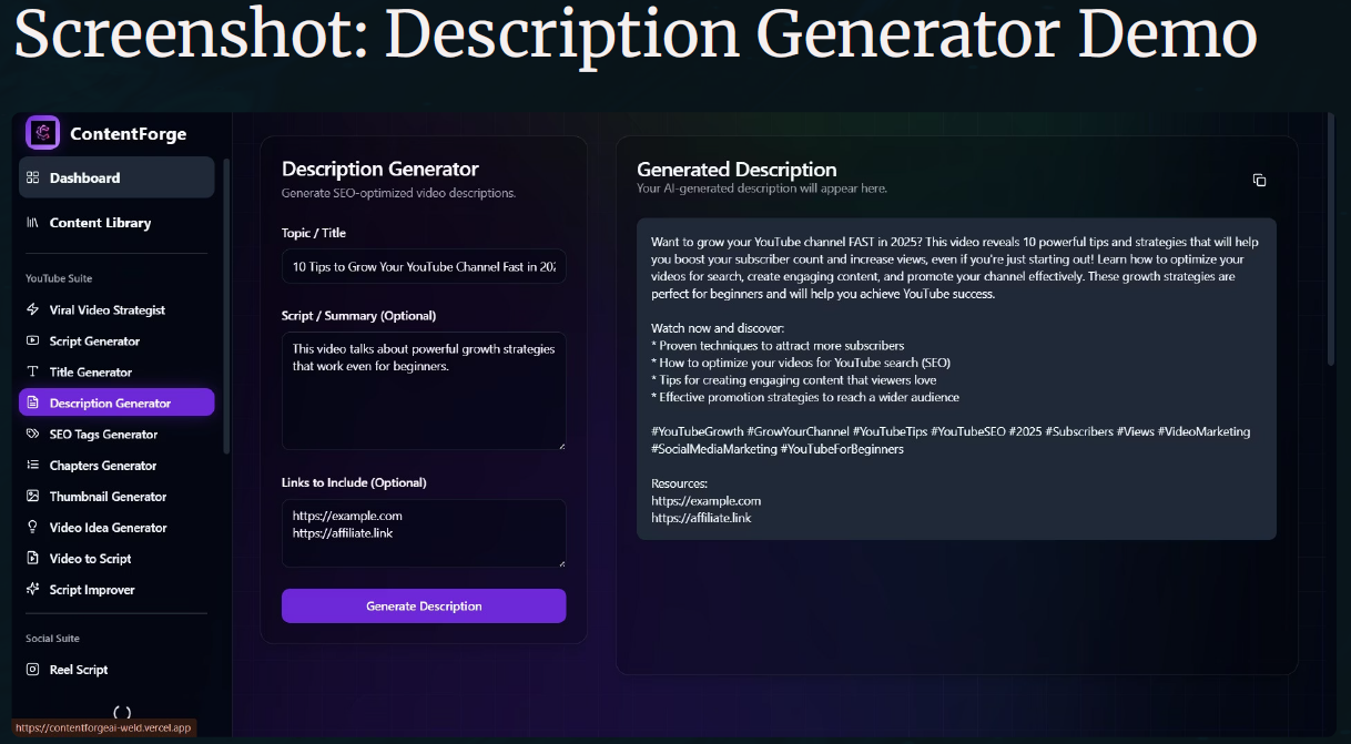 ContentForge AI screenshot 2