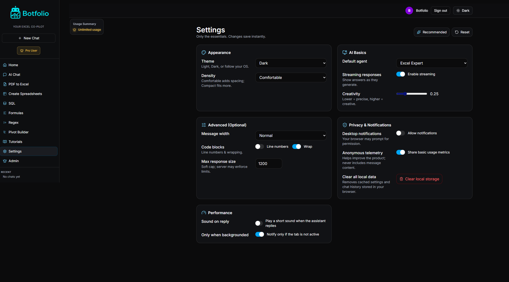 Botfolio screenshot 6