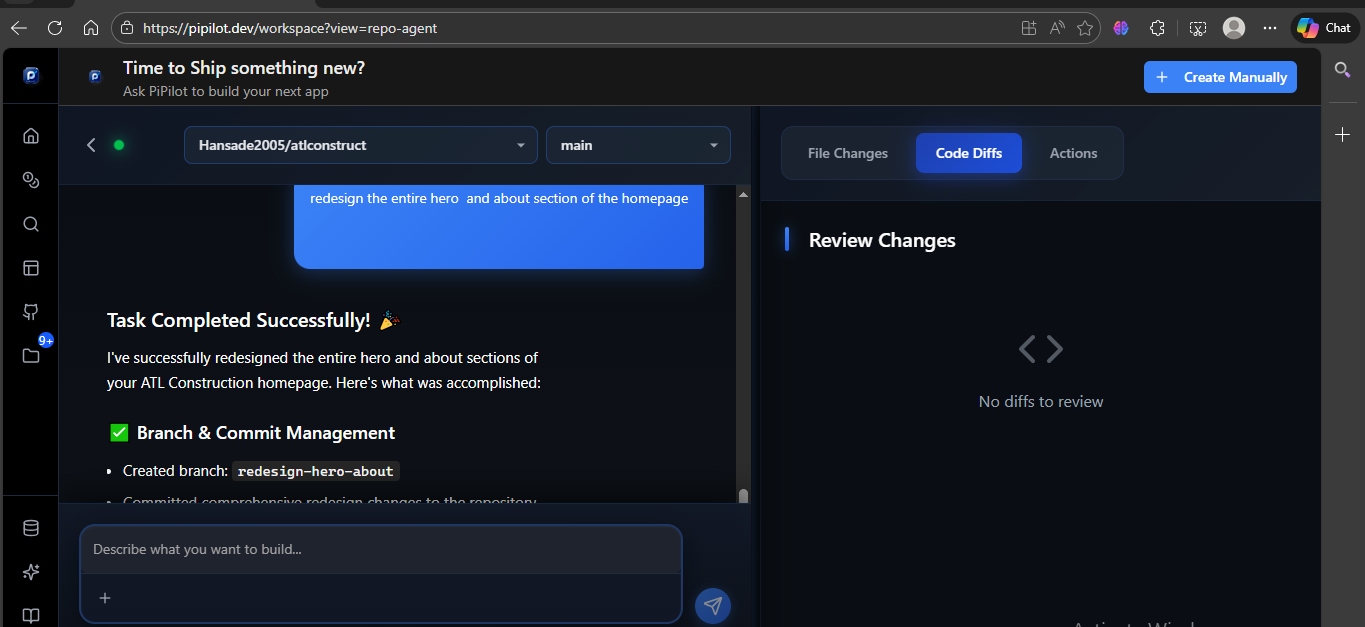 PiPilot SWE Agent screenshot 2