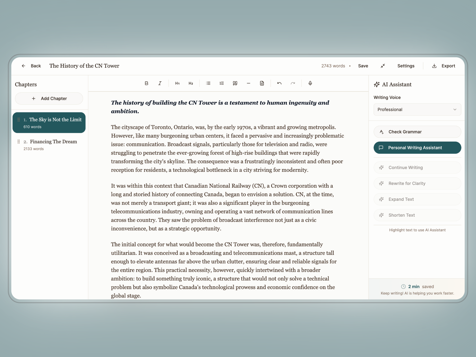 WriterCasa screenshot 2