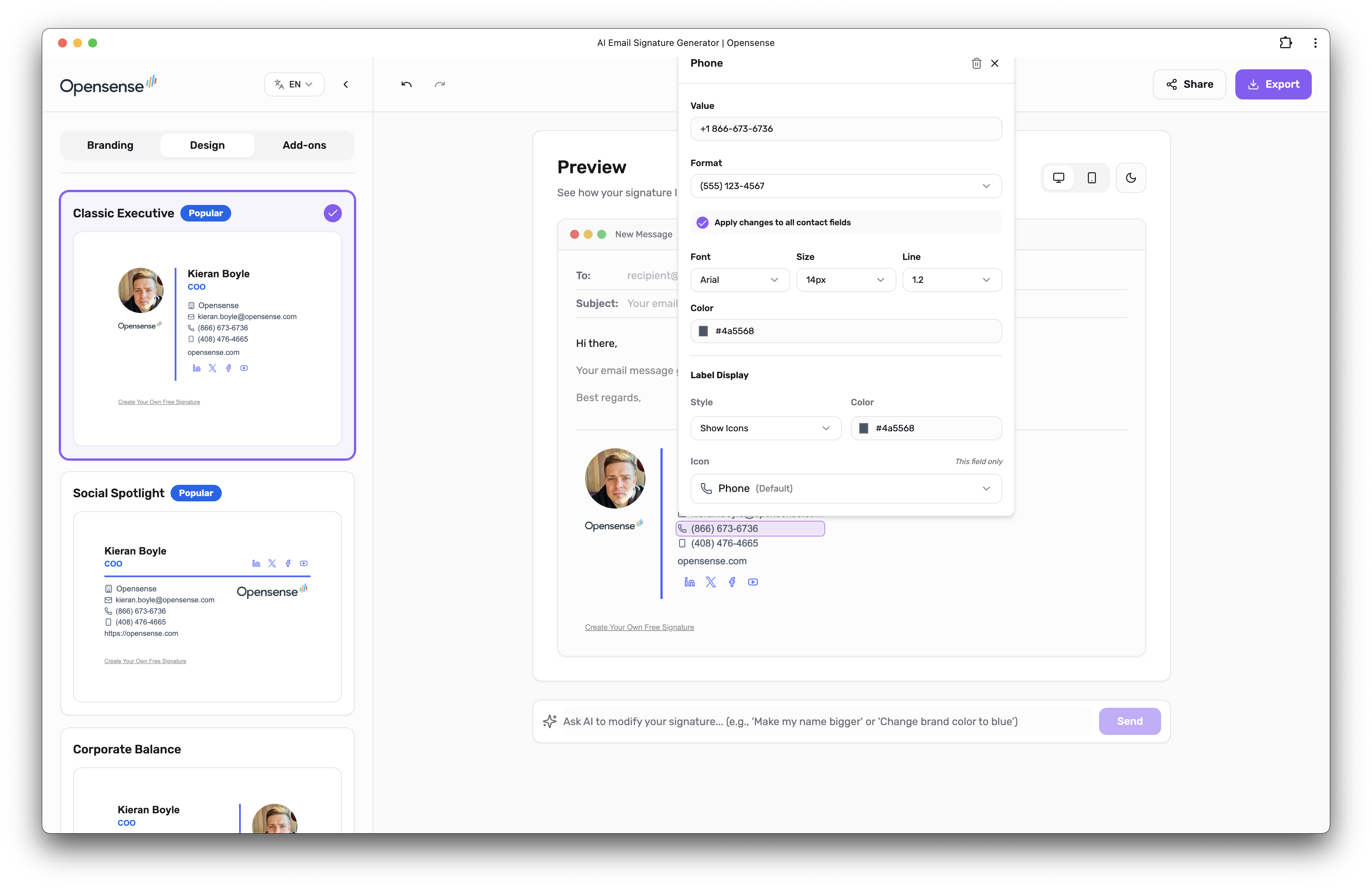 Opensense AI Email Signature Generator screenshot 5