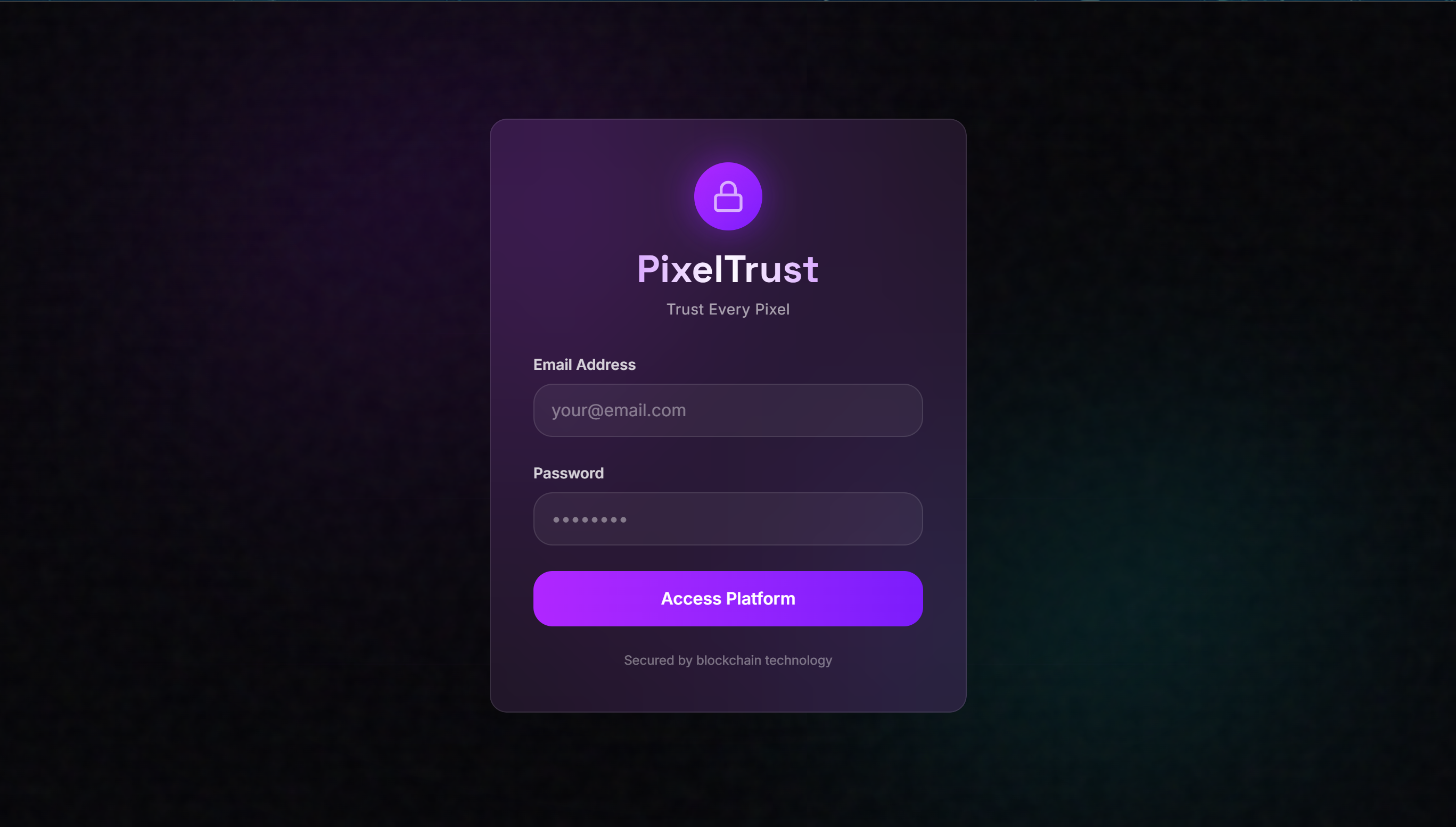 PixelTrust Web App UI Design screenshot 1