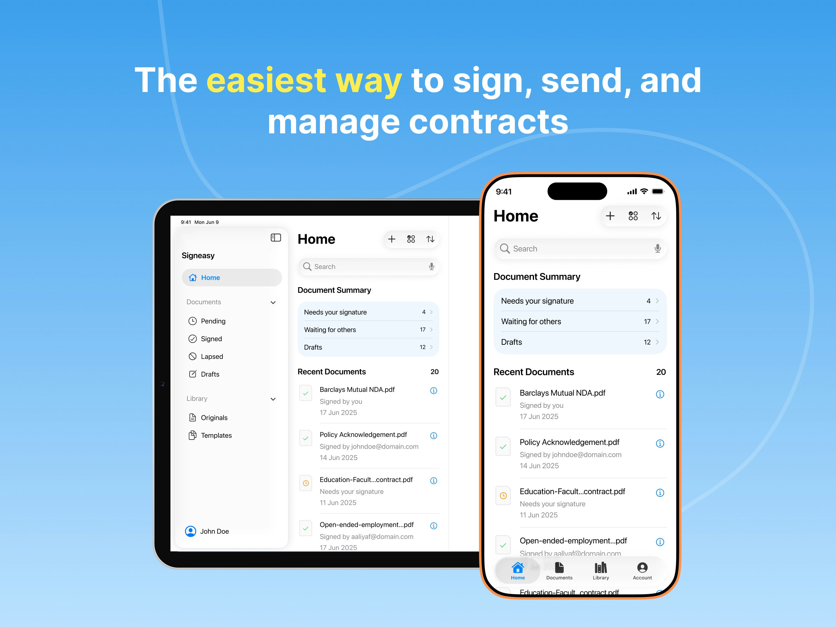 Signeasy: Al-Powered eSign app screenshot 1