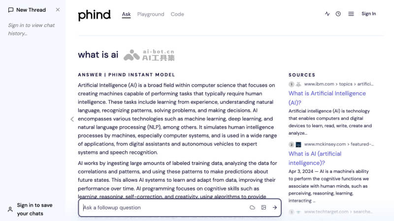 Phind screenshot 1