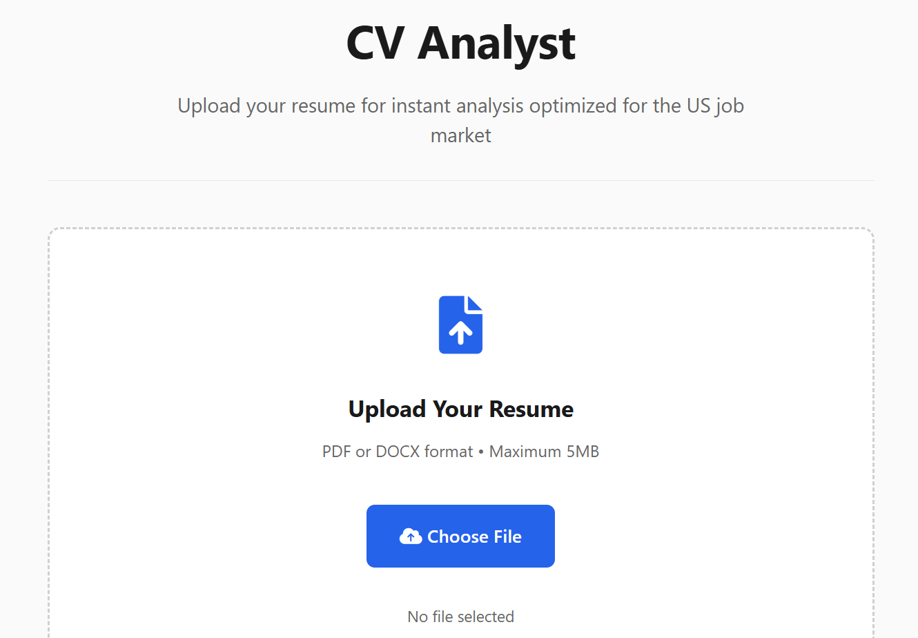 US Job Market Resume Analyzer screenshot 1