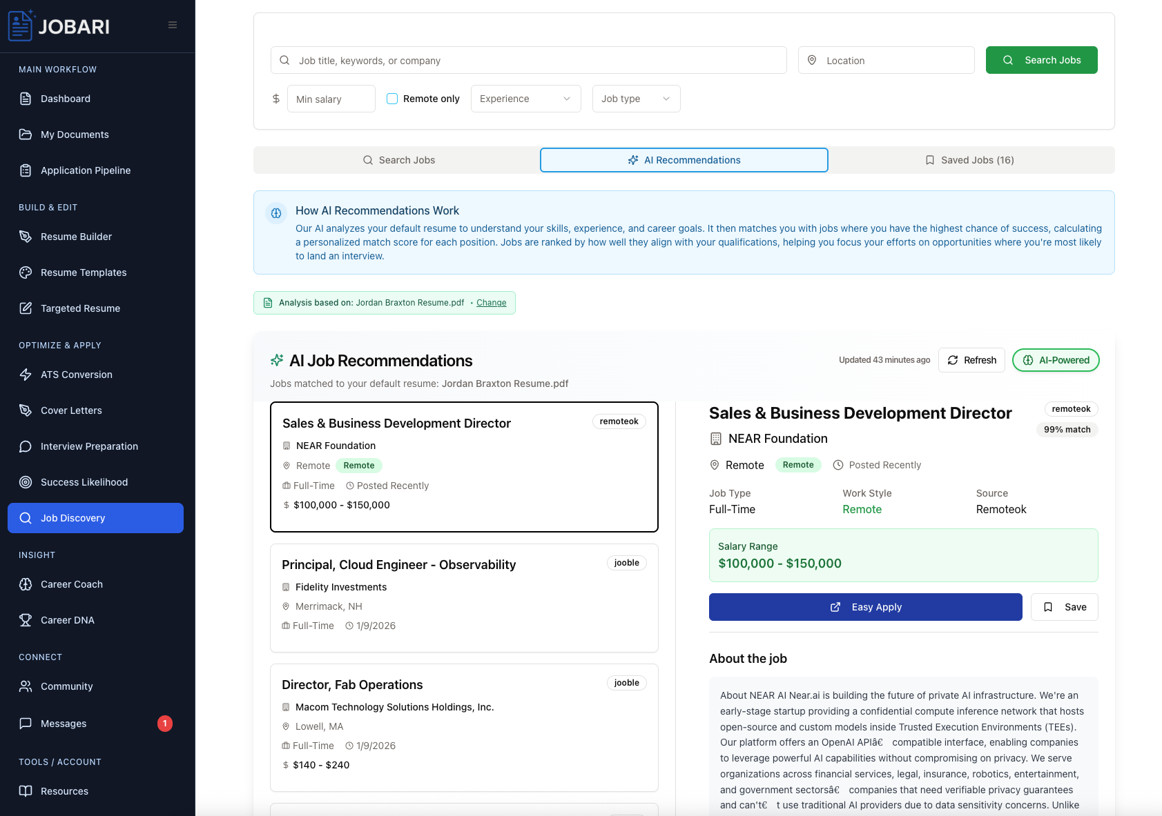 Jobari - Tools for a Smarter Job Search screenshot 12