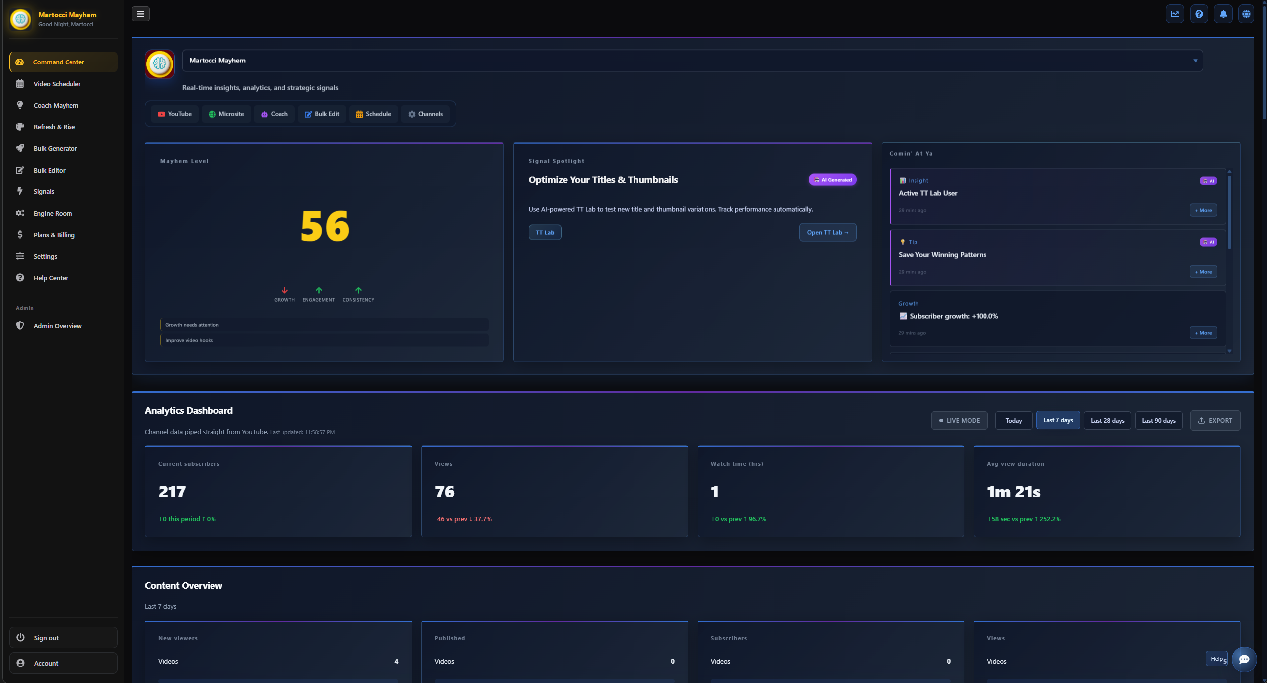 Analytics + Content for YouTube creators screenshot 1