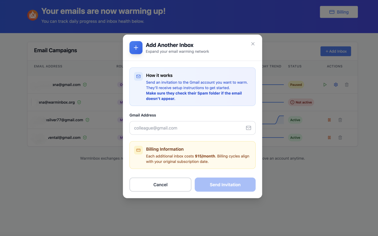 WarmInbox screenshot 2