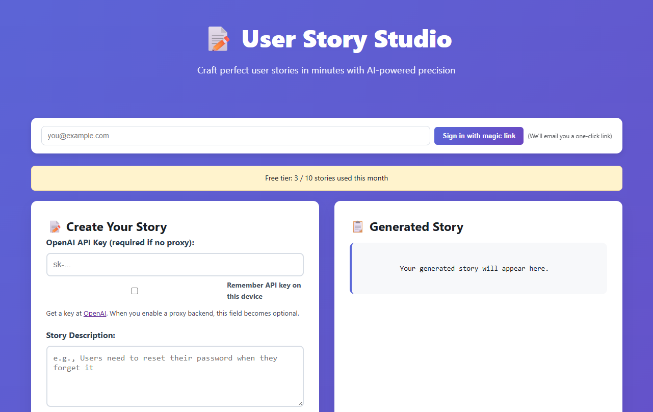 User Story Studio screenshot 3