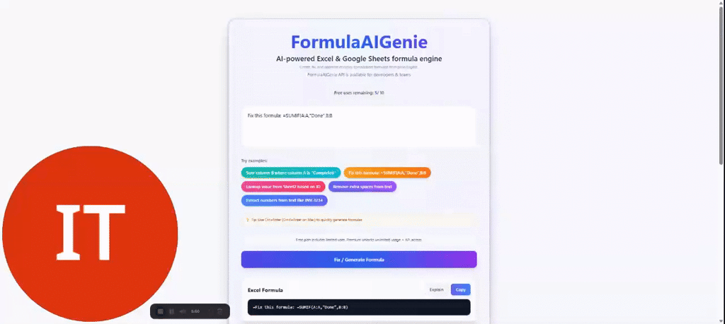 FormulaAIGenie screenshot 1