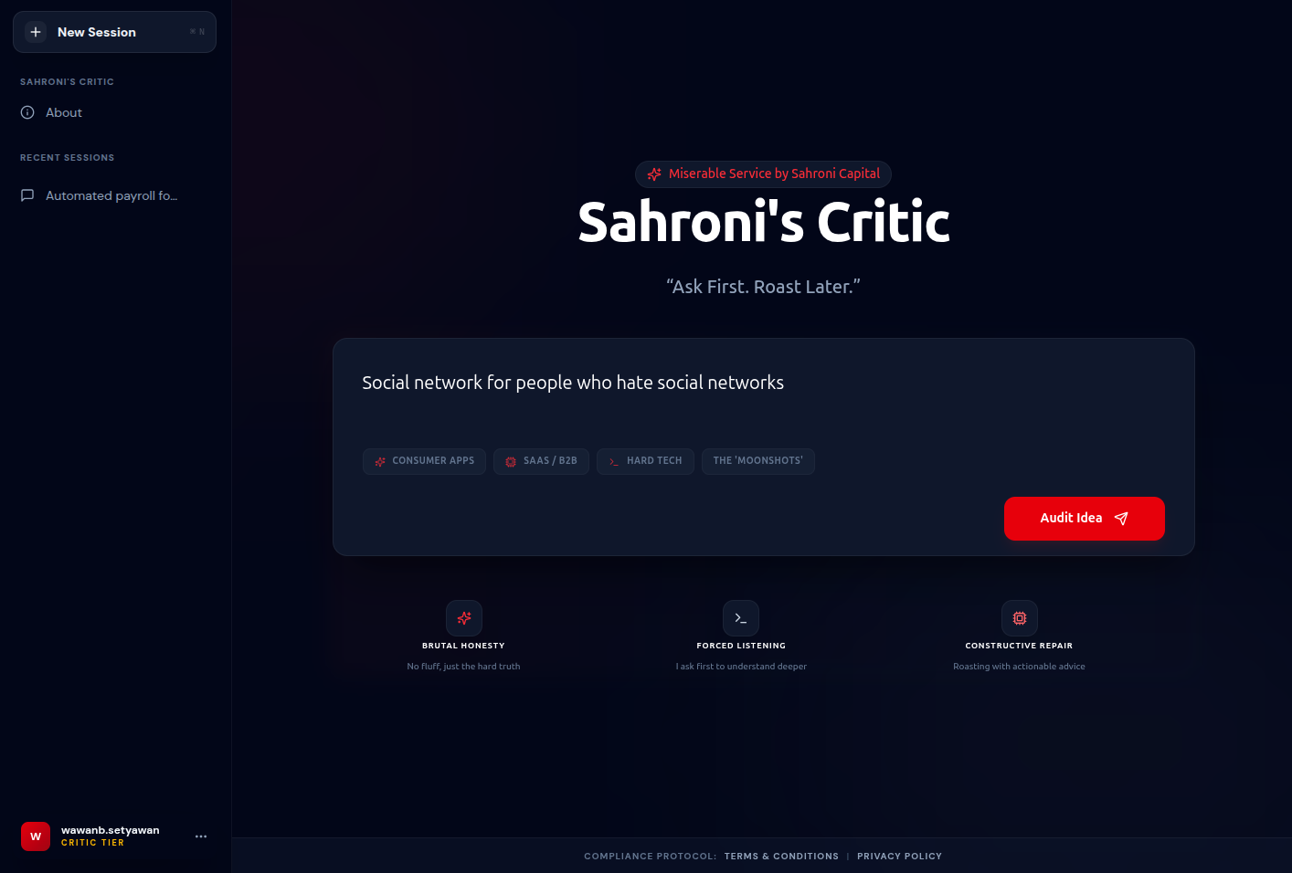 Sahroni Critic screenshot 1