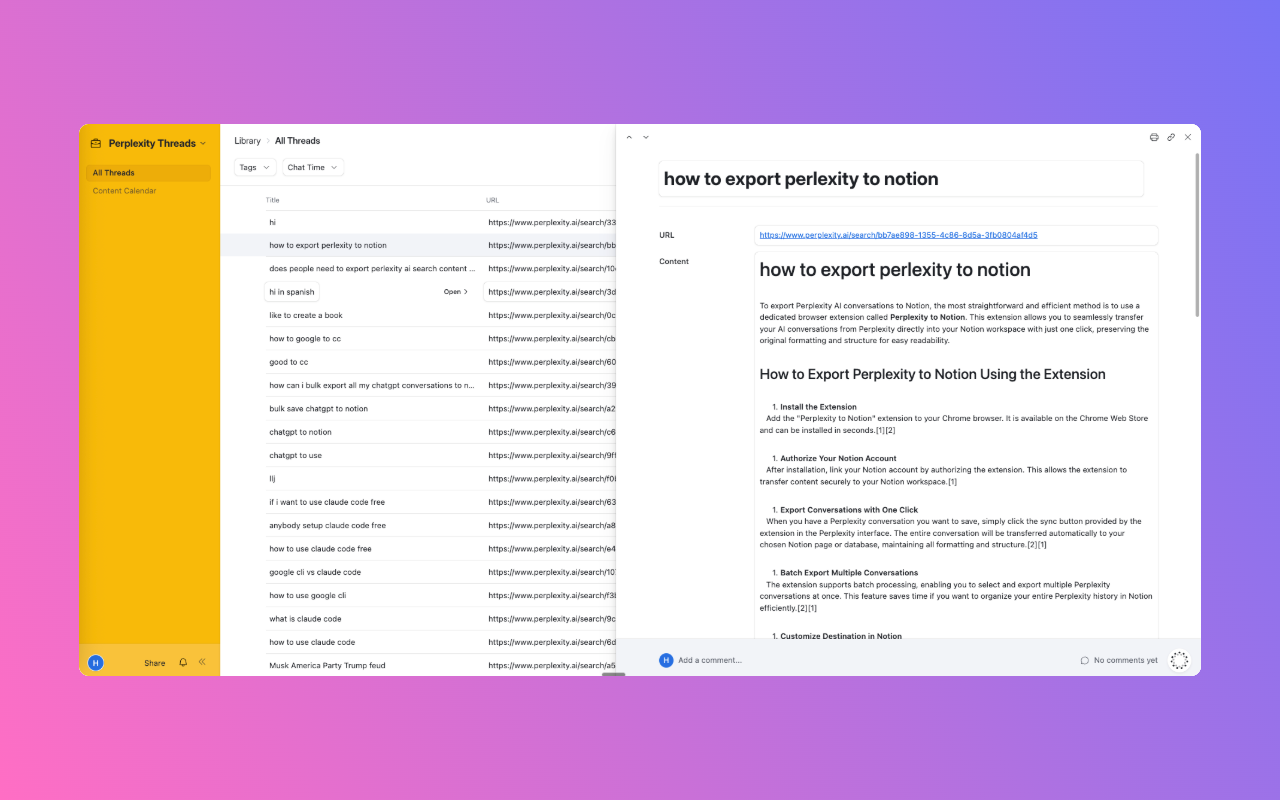 Perplexity to Airtable screenshot 4