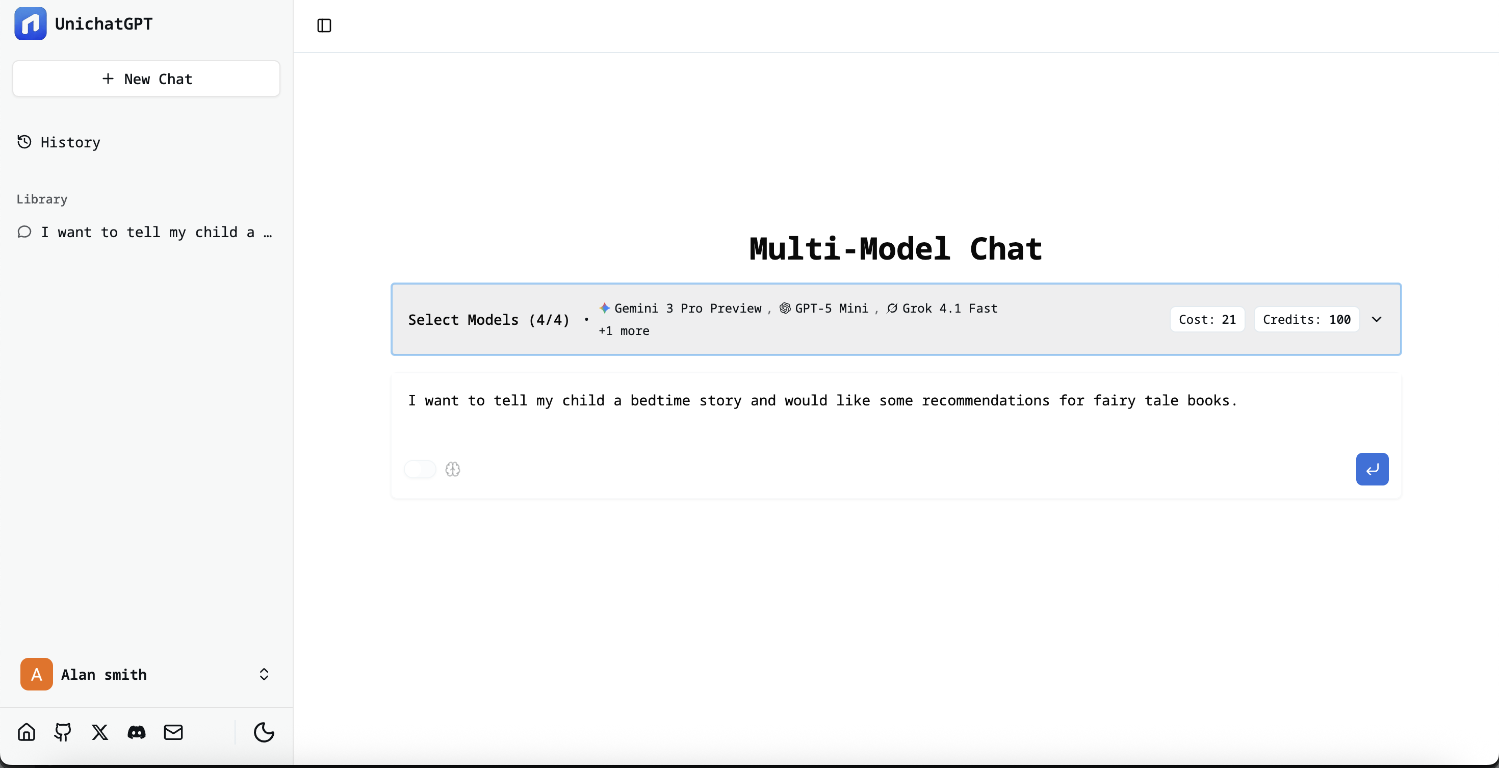 UnichatGPT-Multip LLM Comparison screenshot 1