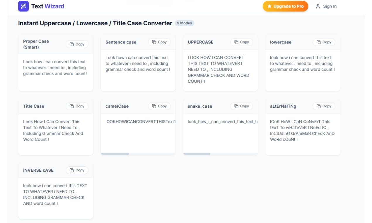 Text Wizard Free Online Case Converter screenshot 1