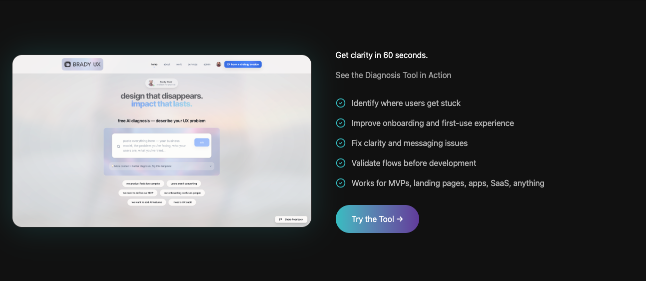 Brady UX — UX Diagnosis Tool screenshot 1