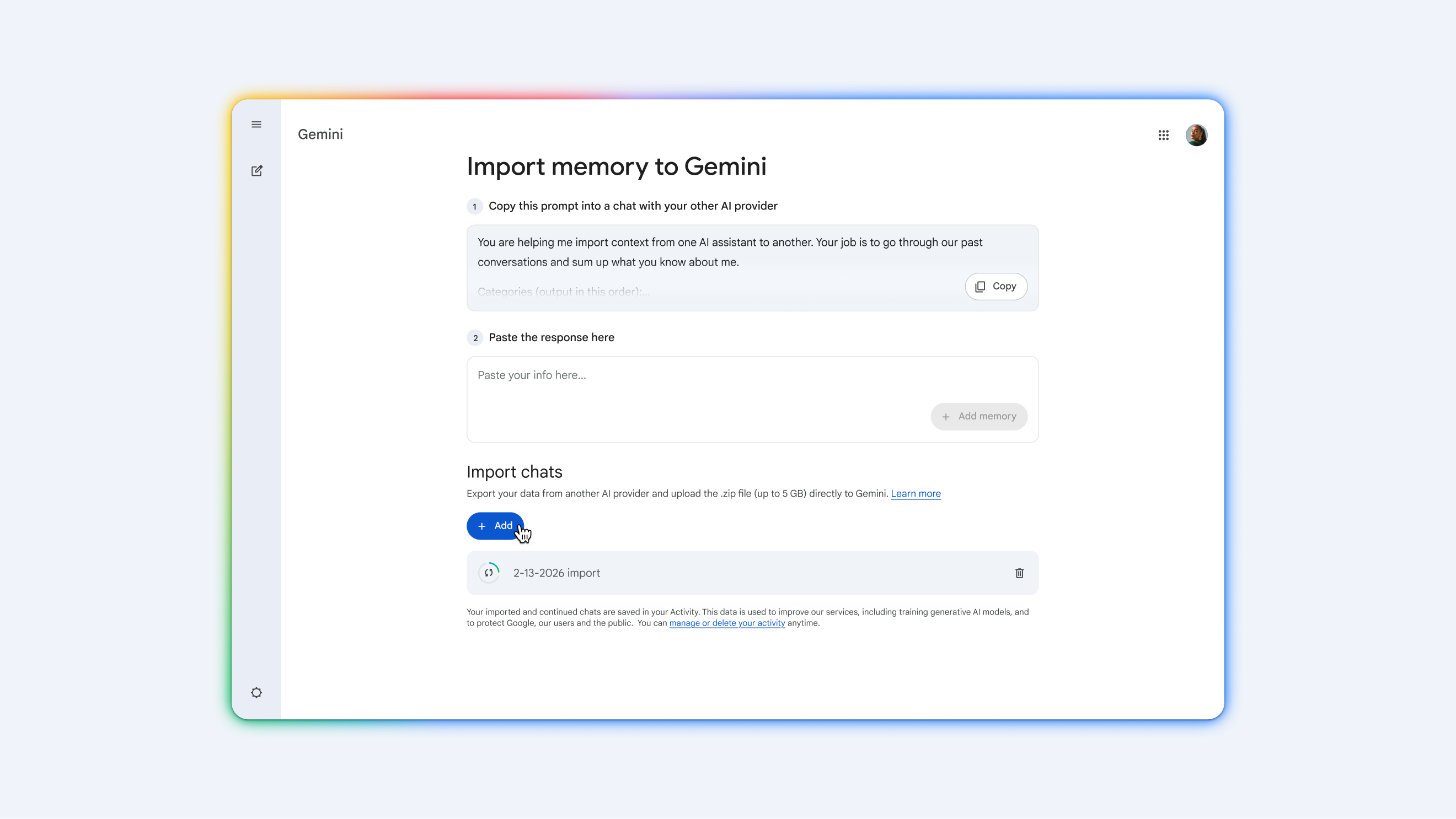 Google Gemini Memory Import screenshot 3