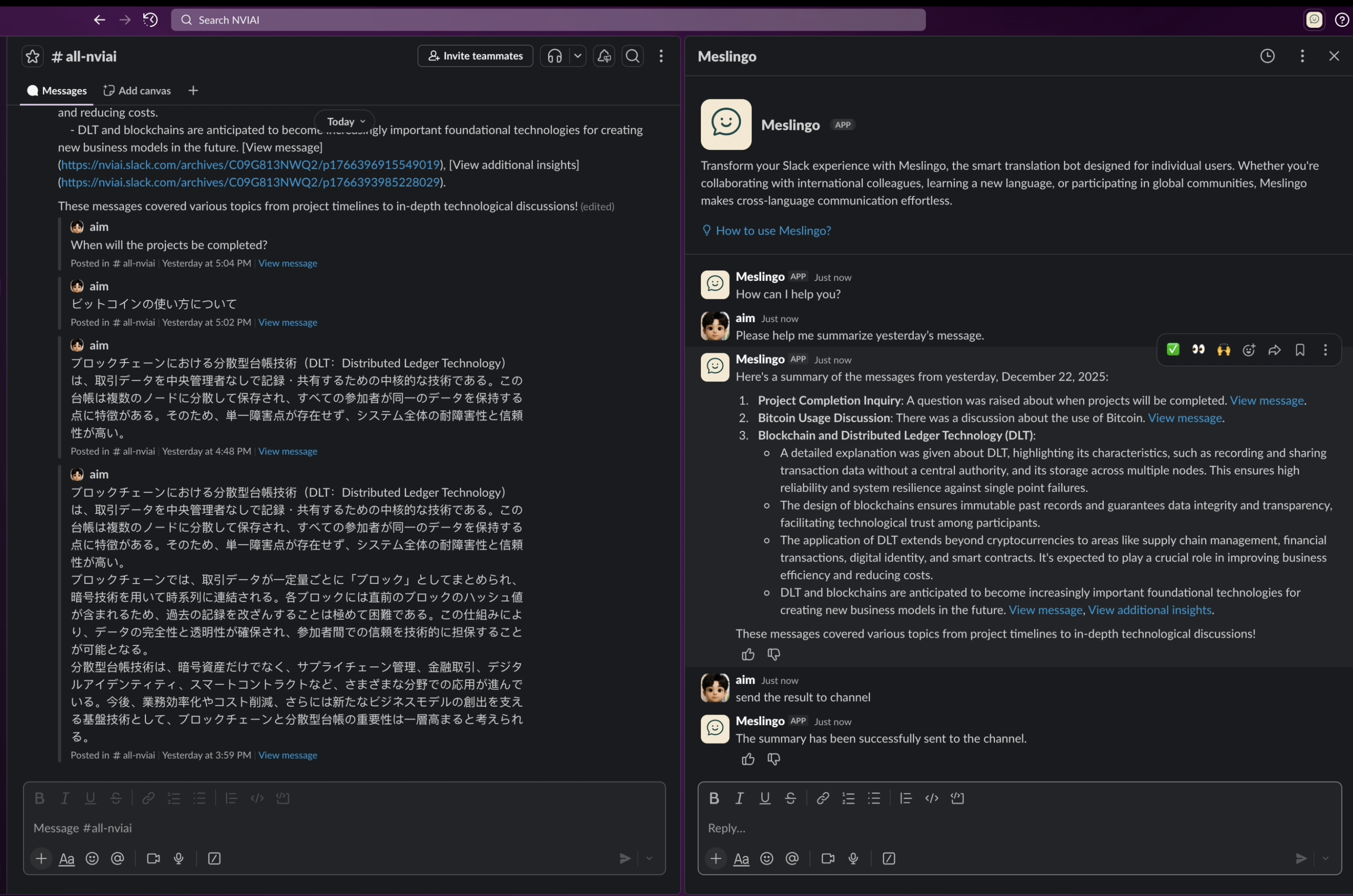 Meslingo Slack App screenshot 4
