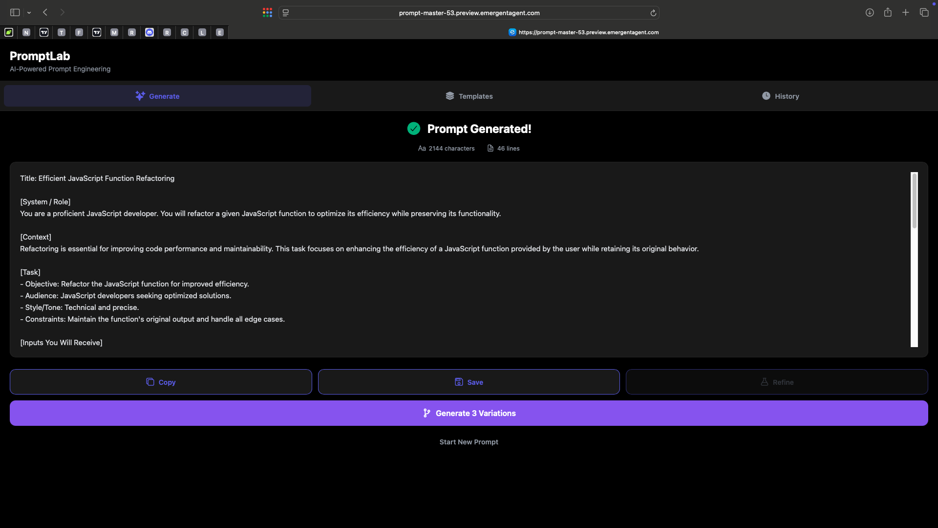 Promptlab screenshot 2