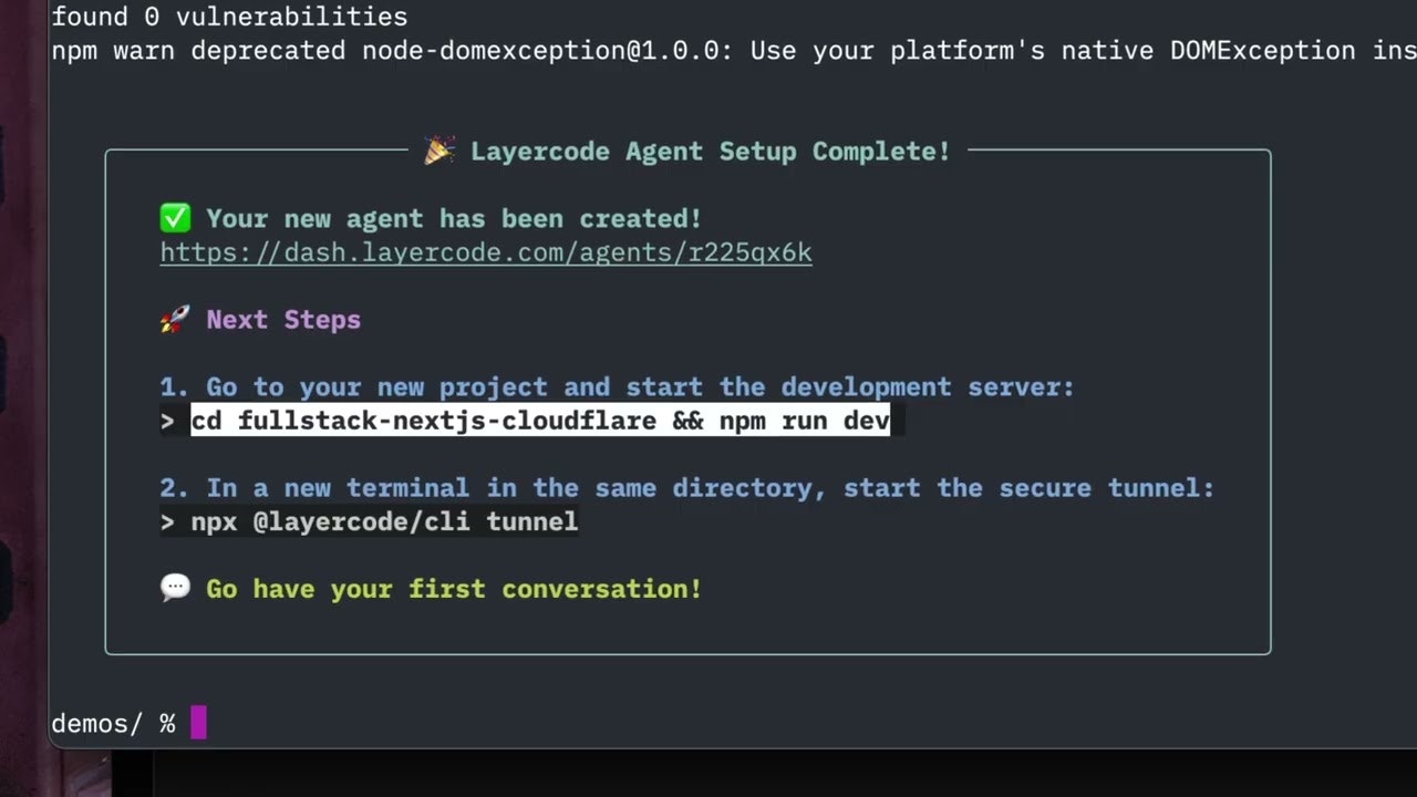Layercode CLI screenshot 6