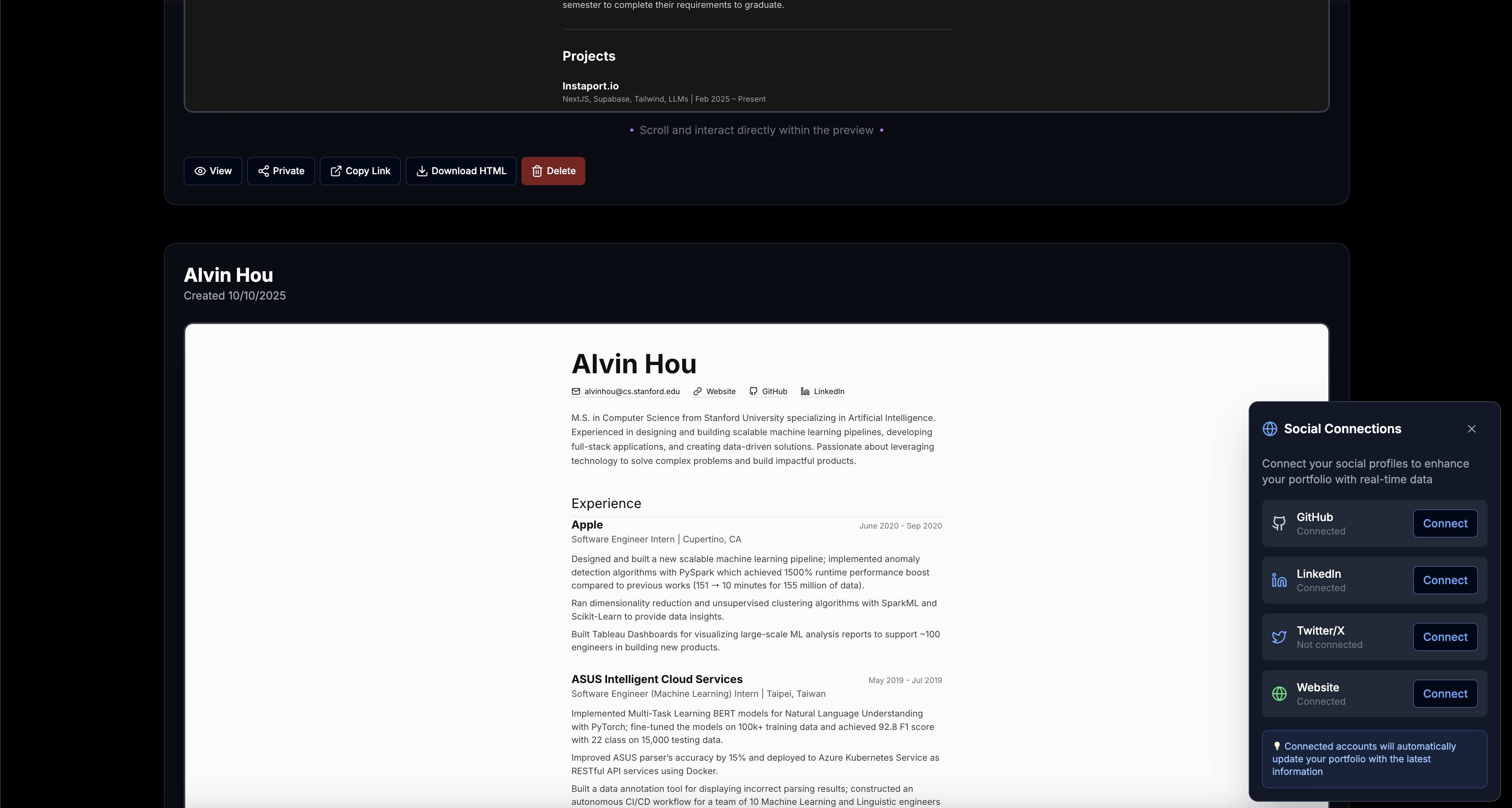 Instaport.io screenshot 2