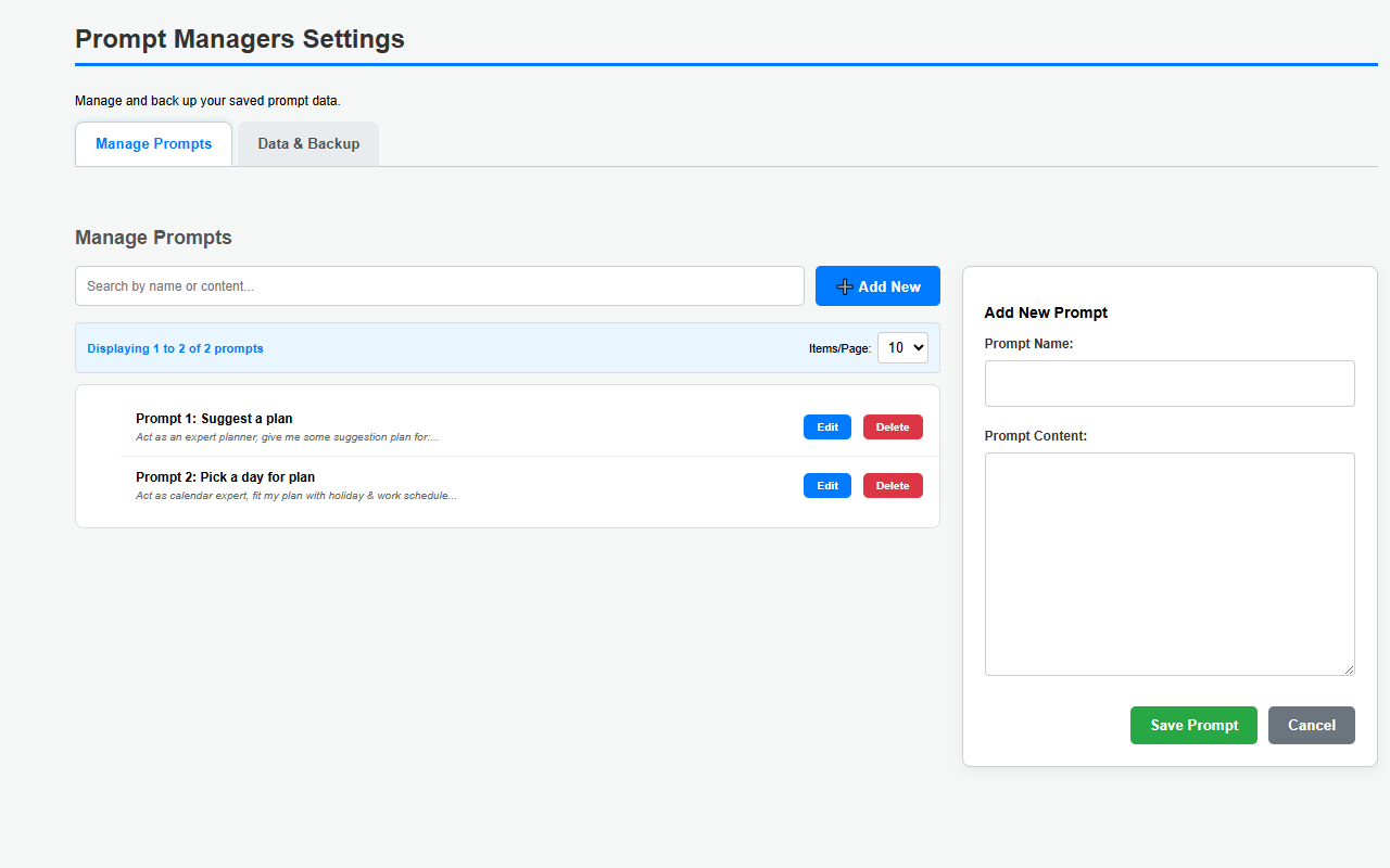 Prompt Managers screenshot 6