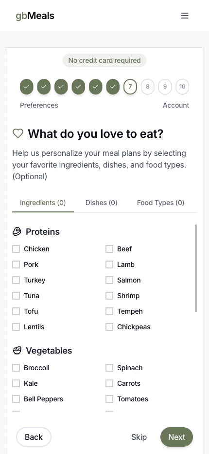 gbMeals screenshot 1