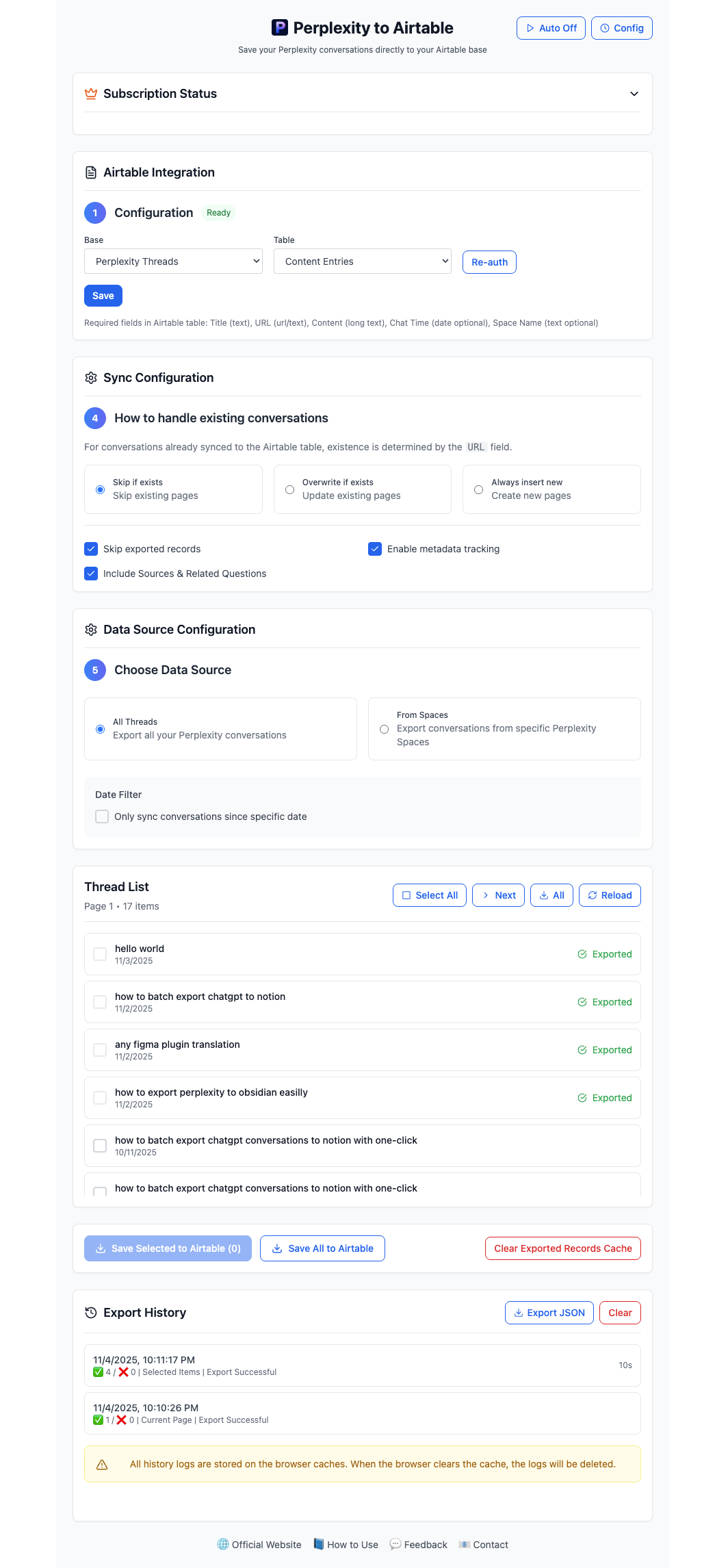 Perplexity to Airtable screenshot 2