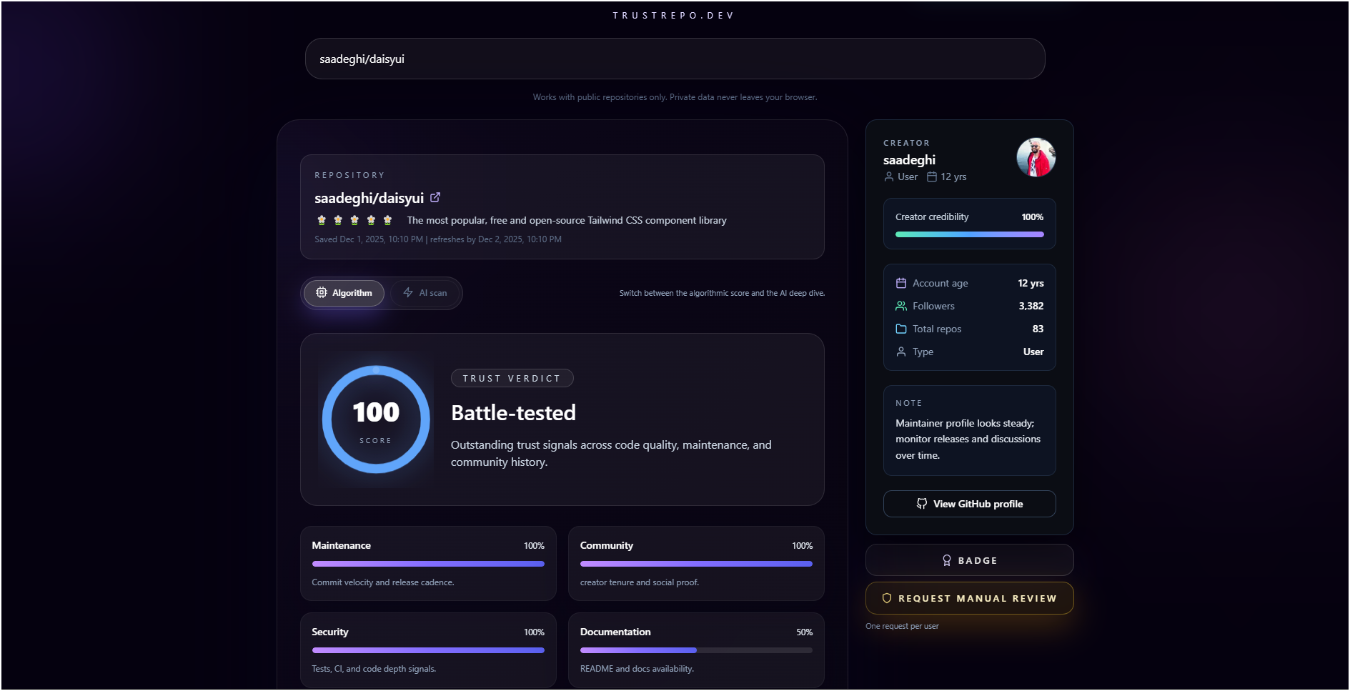 TrustRepo.dev screenshot 1