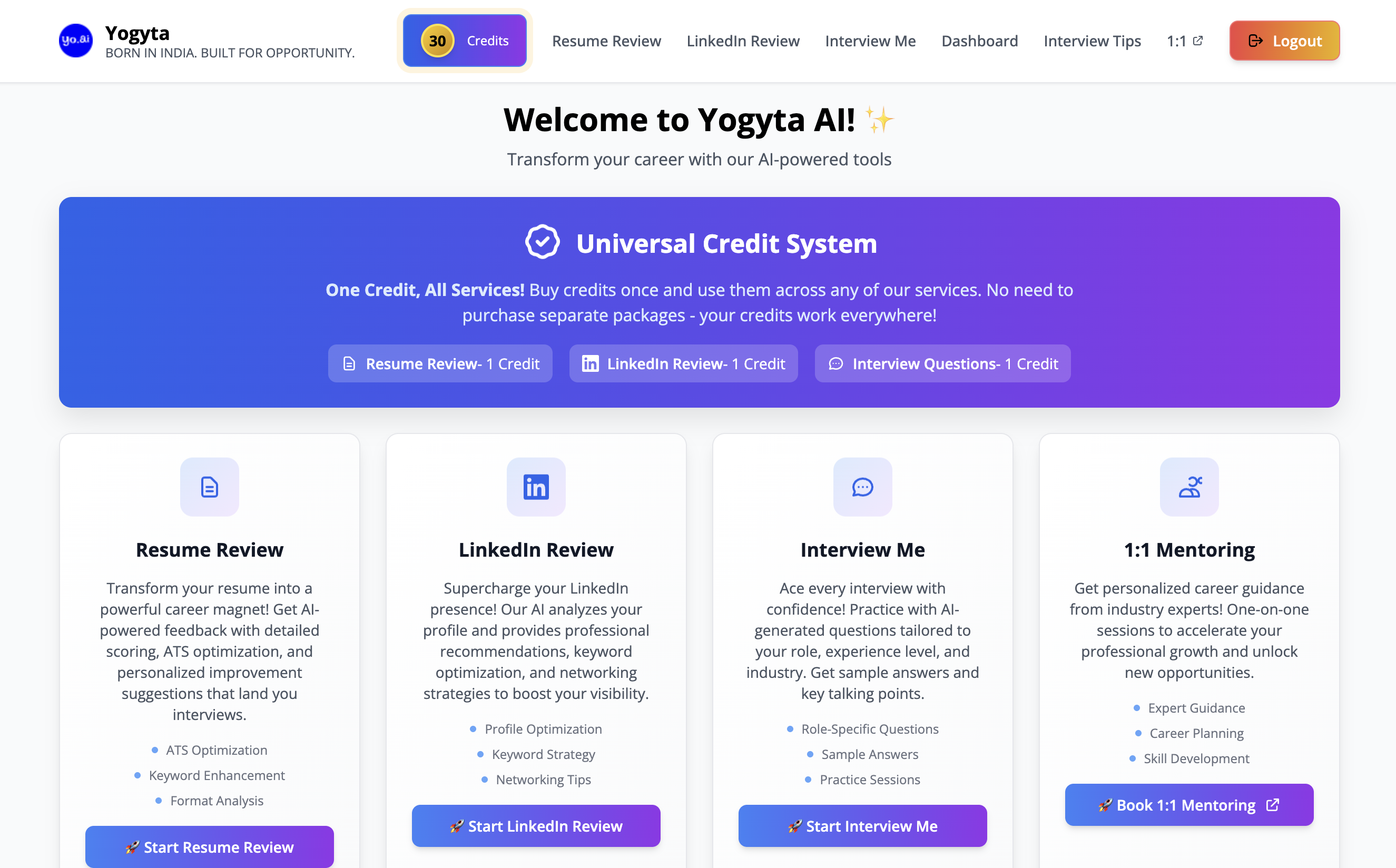 Yogyta AI, Career Intelligence Platform screenshot 1