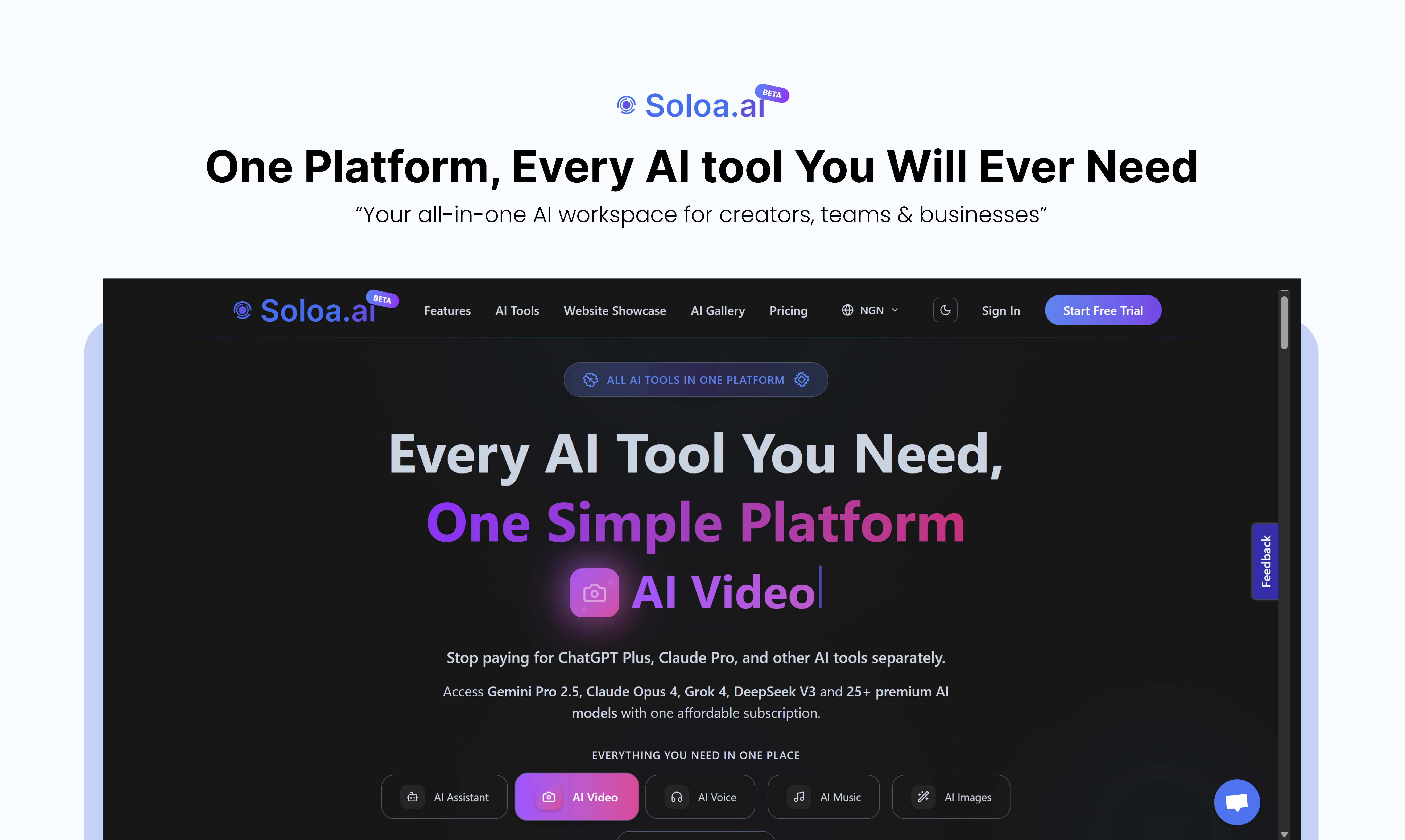 Soloa: All-in-One AI Studio (25+ Tools) screenshot 1