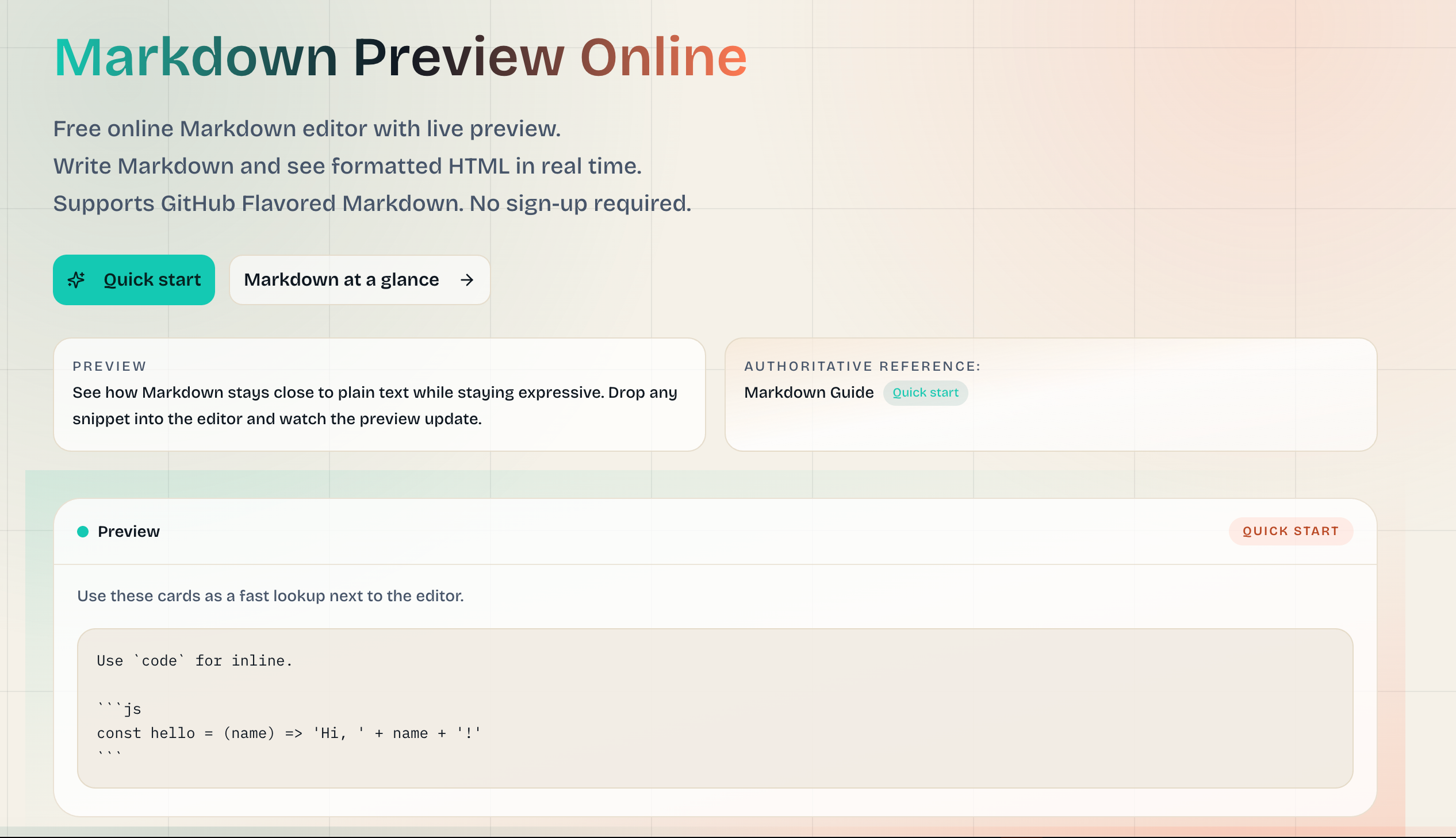 MarkdownPreview.org screenshot 1