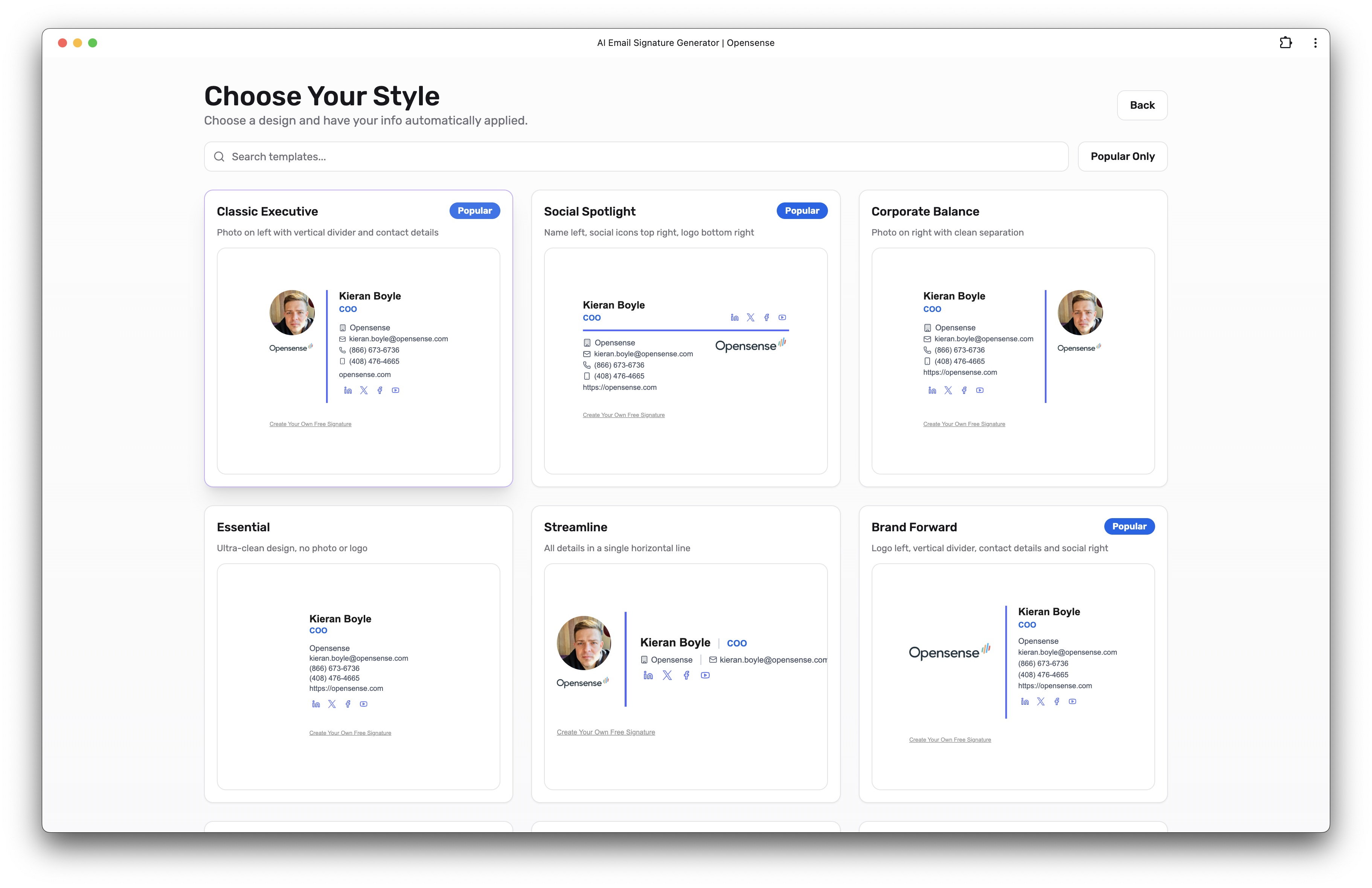 Opensense AI Email Signature Generator screenshot 3