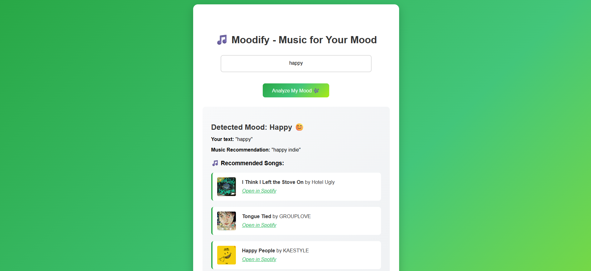 Moodify screenshot 2