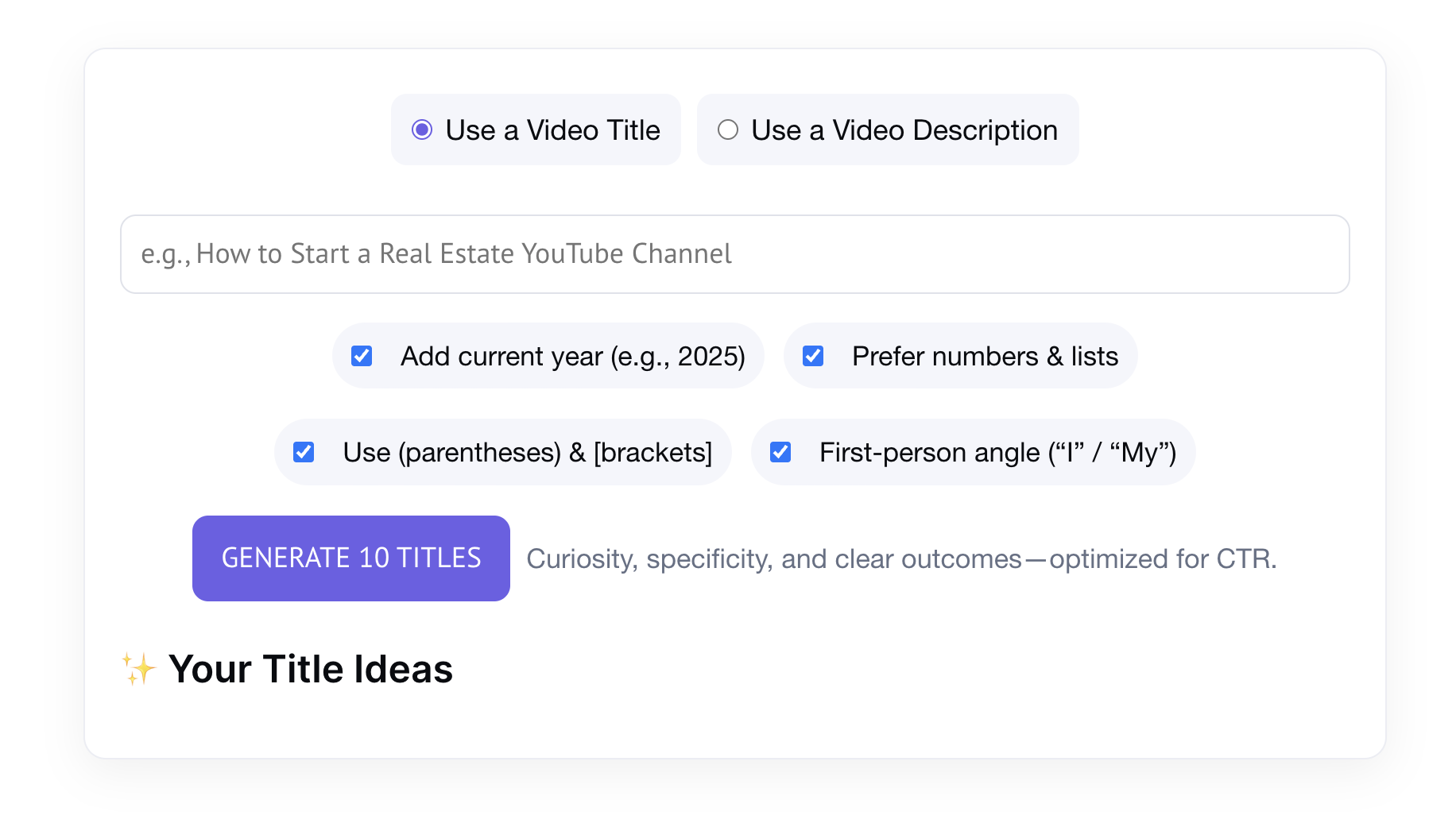 AI YouTube Title Generator — PackaPop screenshot 1