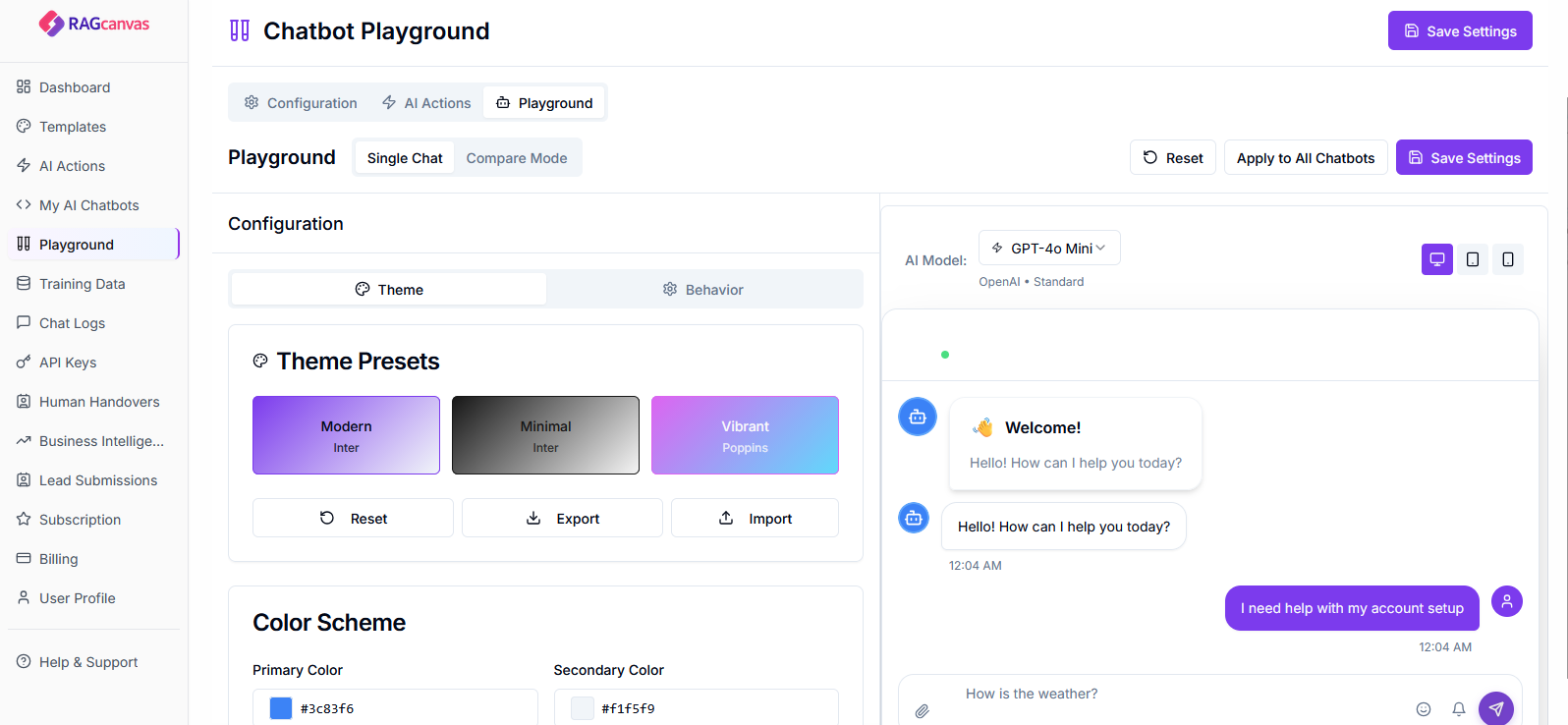 RAGcanvas Enterprise AI Chatbot Platform screenshot 3