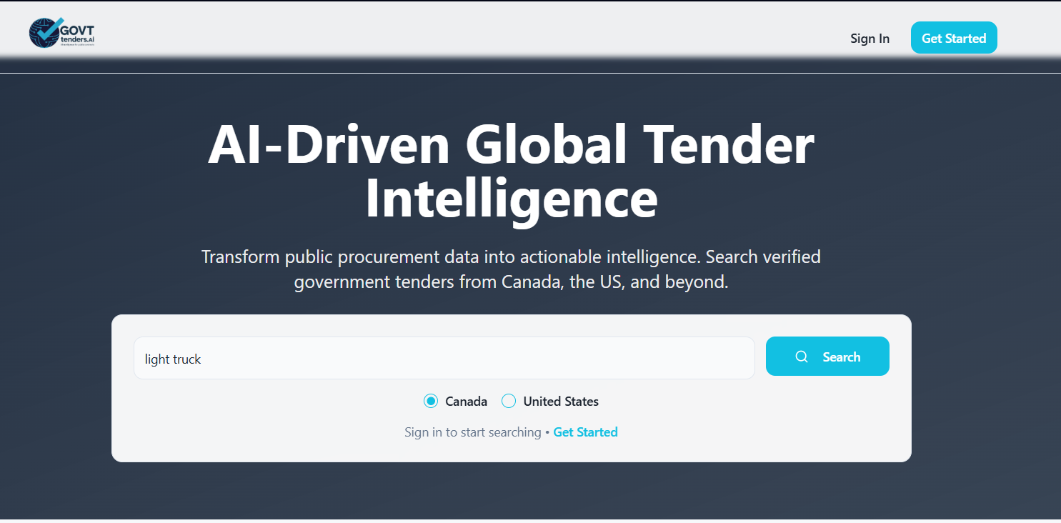 GovtTenders AI Search screenshot 2